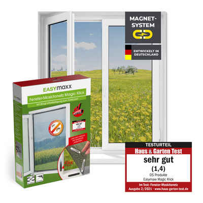 Insektenschutzplissee Fenster Fliegengitter Insektenschutz schwarz, EASYmaxx, Magneten, Moskitonetz mit Magnetverschluss 150x130 cm