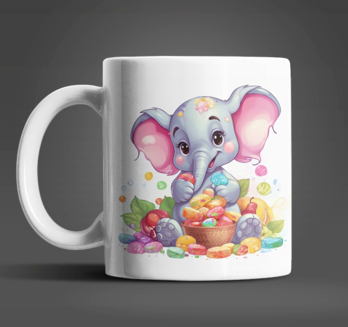 WS-Trend Tasse Süßer Elefant Kinder Teetasse Tasse Geschenkidee, Keramik, 330 ml