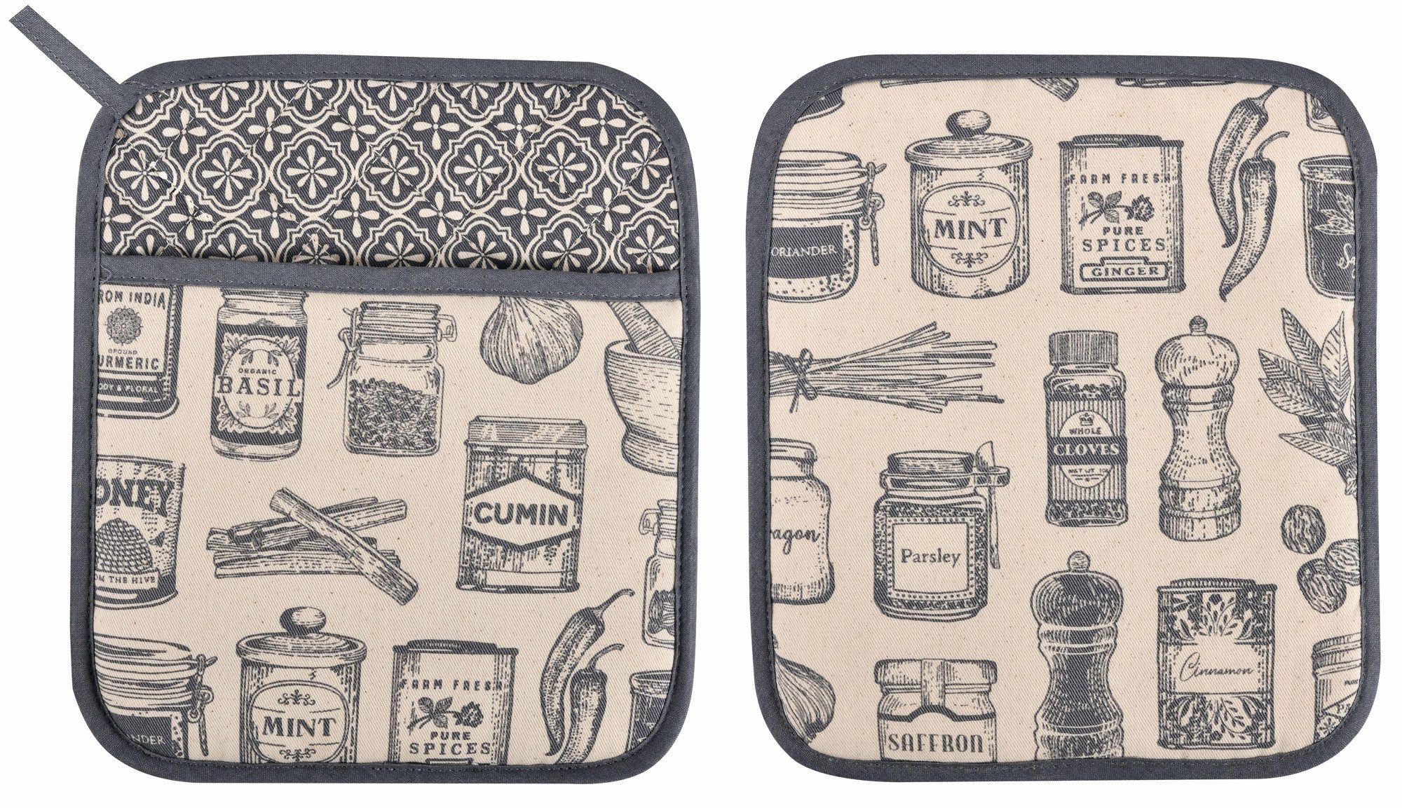 Ulster Weavers Topflappen Herbs & Spices, (1-tlg., 1-teilig), 1x Topflappen hitzebeständig wattiert Pfannen Untersetzer ca.21x21cm