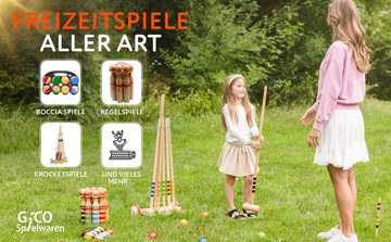 GICO Spielzeug-Gartenset GICO Krocket Set Family 6 Spieler, 2x100cm,4x80 cm -3236, (Set, 17-tlg), Holz Krocketspiel für den Garten