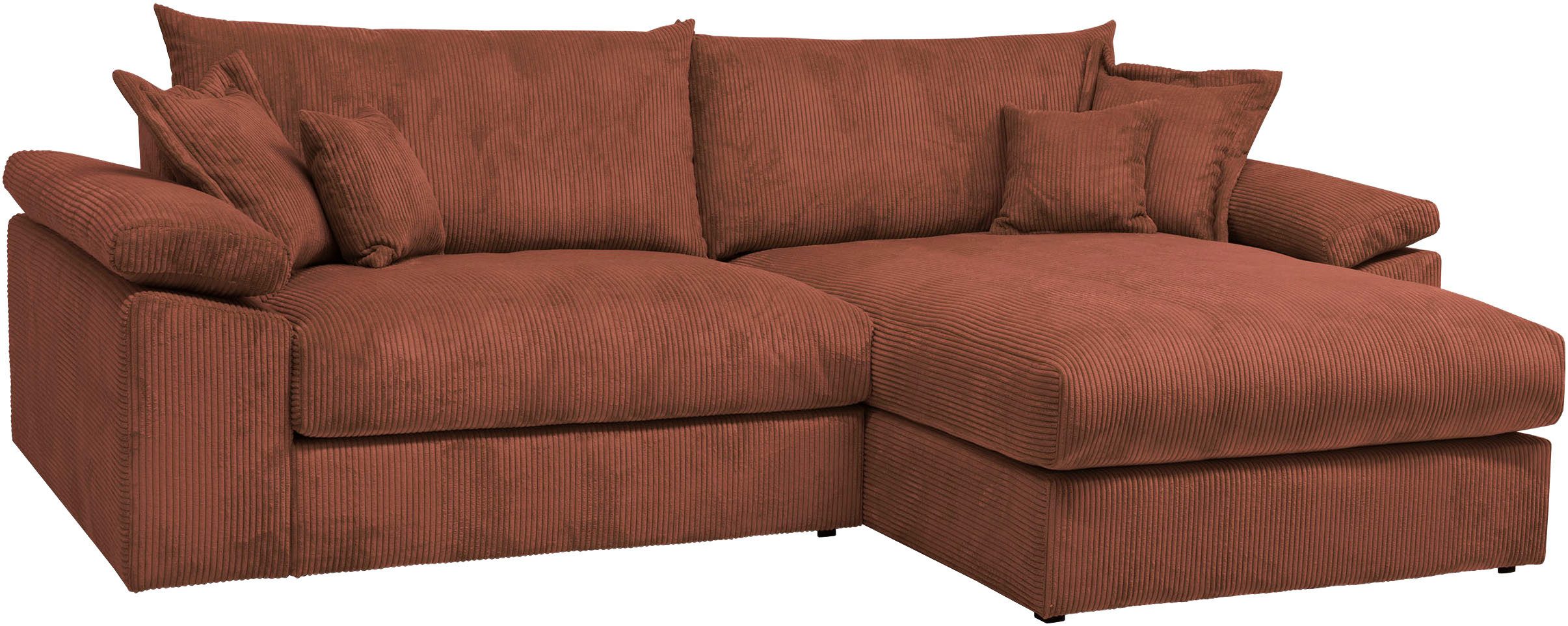 Home affaire Ecksofa Soft&Cosy XXL L-Form, B: 303 cm, Mega-Sofa, Cord oder Chenille-Struktur, mit Federkern & 4 Zierkissen