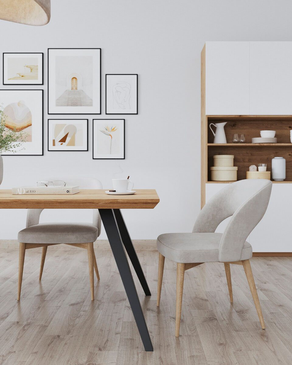 Rellgo Esstisch Kati, widerstandsfäiger Küchentisch, eleganter Wohnzimmertisch, handgefertigter Eichenholztisch 160 x 90 cm