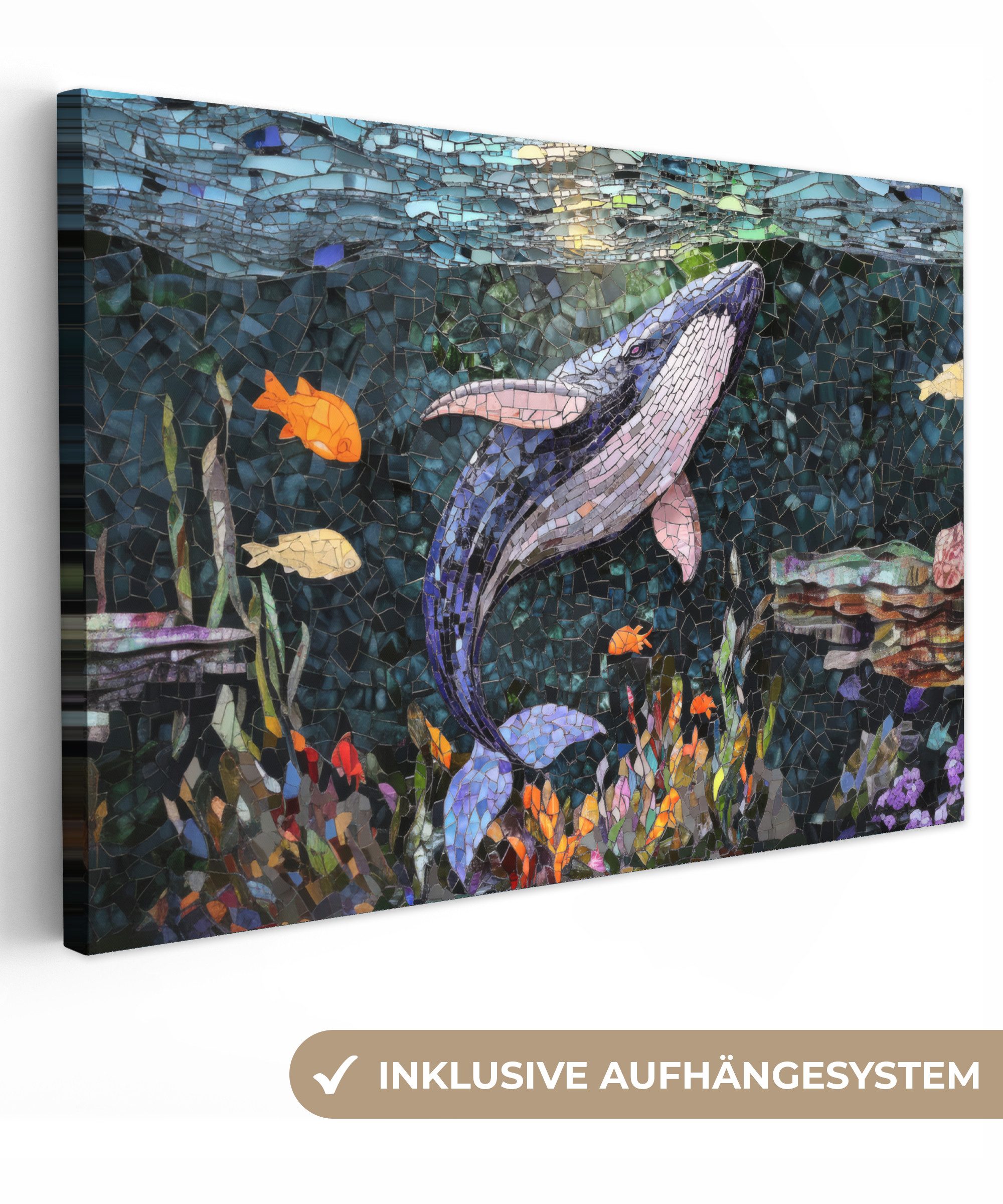 OneMillionCanvasses® Leinwandbild Mosaik - Wal - günstig online kaufen
