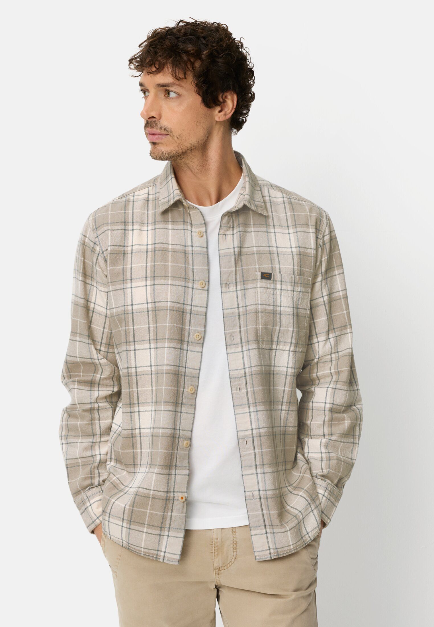 camel active Karohemd mit Brusttasche Langarm Kentkragen Kentkragen