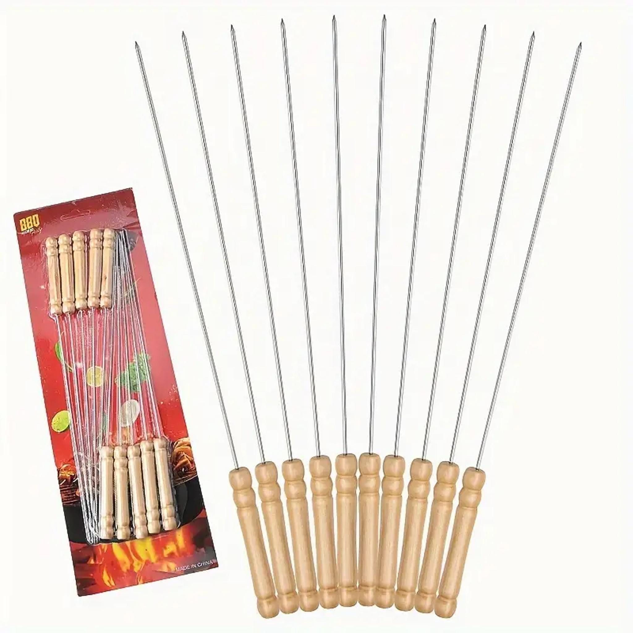 LA CUTE Grillspieß 10 Schaschlik Spieße Grill 30cm Schampura Edelstahl (Grillspieß-Set aus Edelstahl für vielseitiges Grillen, 10-St., 10 Grillspieße aus Edelstahl mit Holzgriff, 30 cm), Rostfreie Edelstahlspieße mit ergonomischem Holzgriff