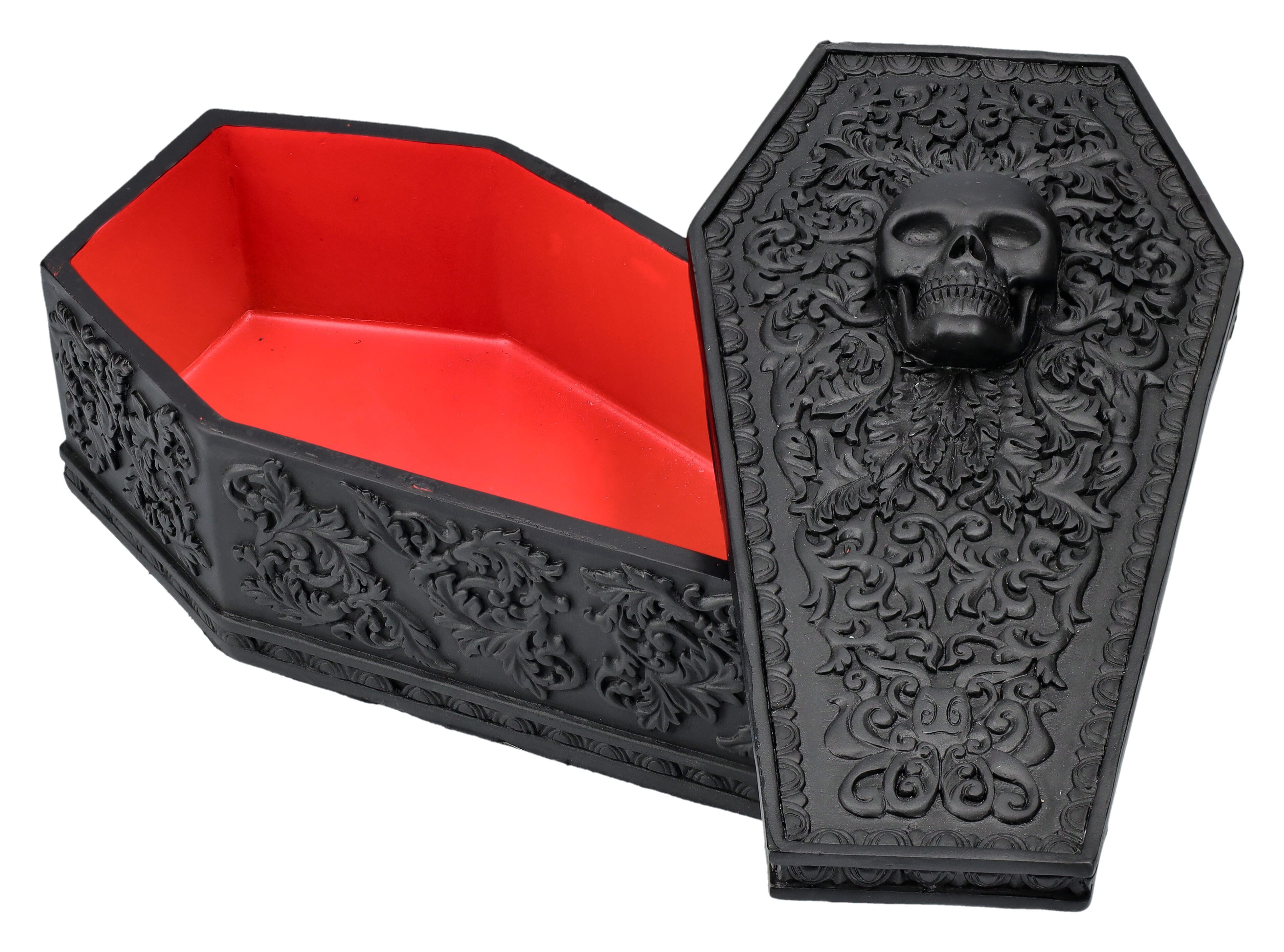 Figuren Shop GmbH Aufbewahrungsdose Schatulle Sarg - Gothic Totenkopf - Gruselige Aufbewahrungsdose Deko
