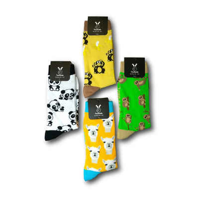 TwoSocks Freizeitsocken Lustige Socken Alpaka, Faultier, Panda Socken 4-Paar Einheitsgröße (Set, 4 Paar) 4er-Pack