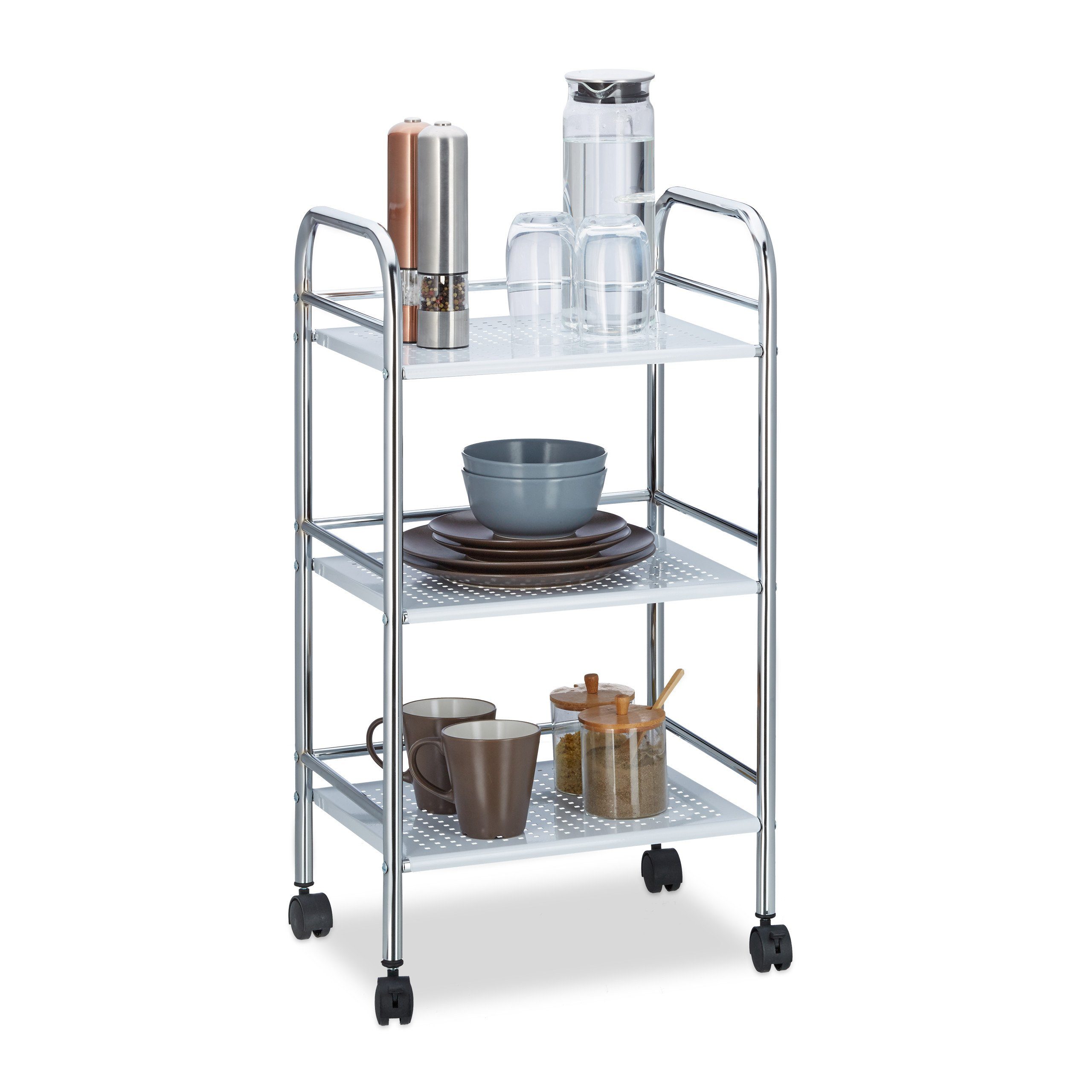 relaxdays Servierwagen Metall mit 3 Ablage günstig online kaufen