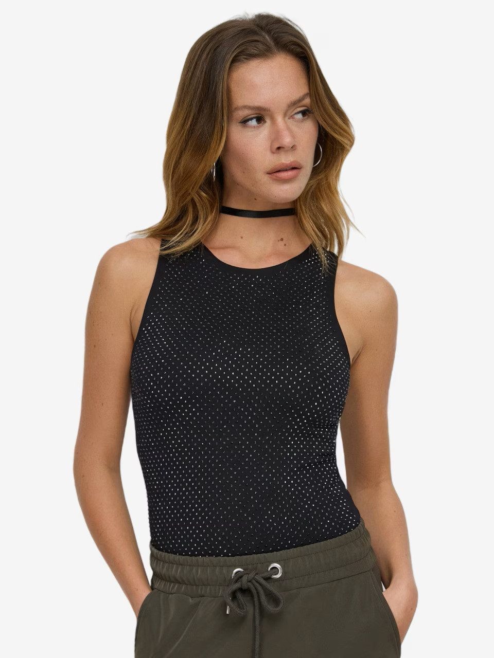 No Matter What Blusenbody Kurzarm aus funkelnden Straßsteinen