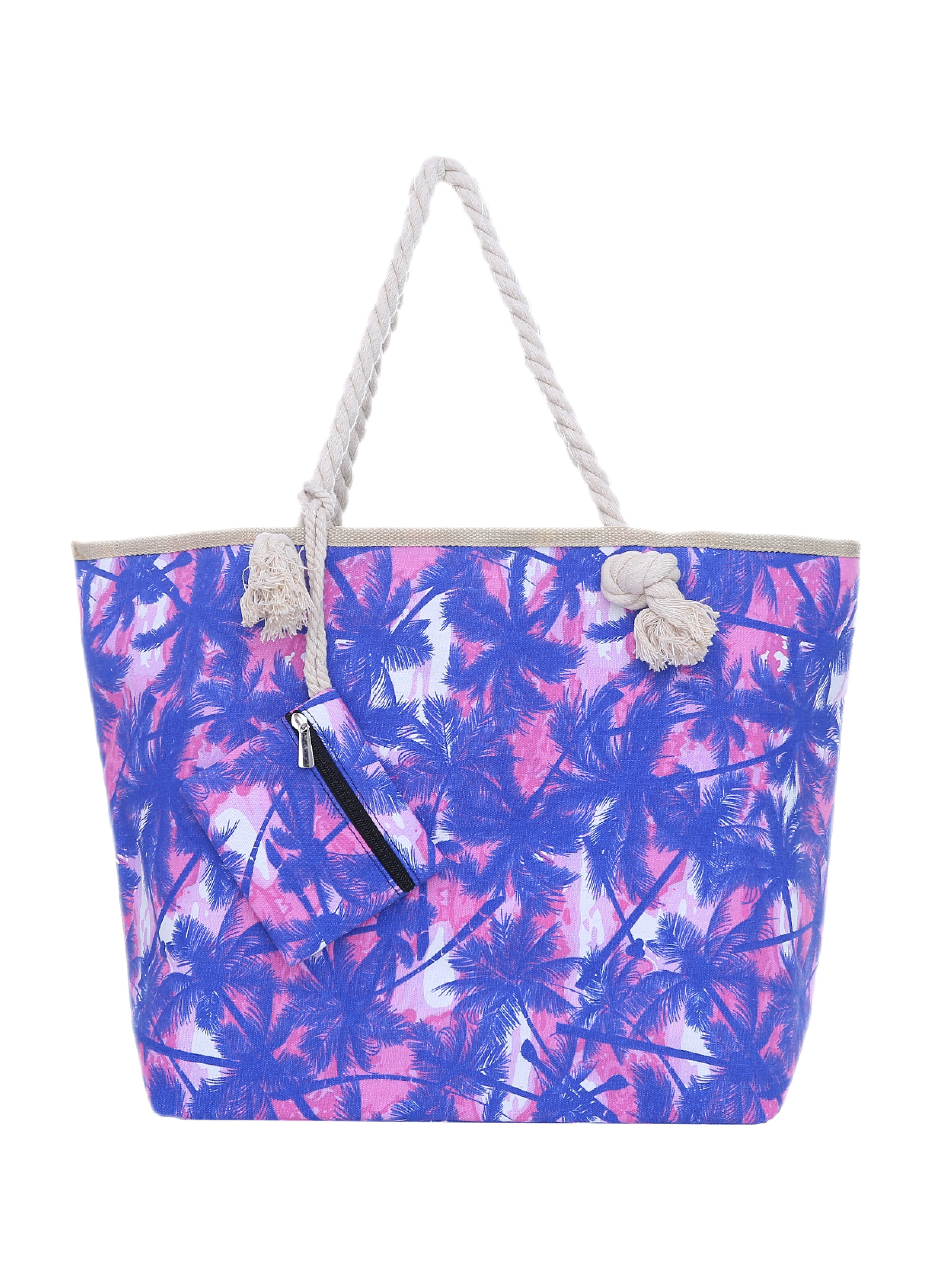 DonDon Strandtasche Shopper Schultertasche Beach Style (2-tlg), Große Strandtasche, mit Reißverschluss, tolle Motive