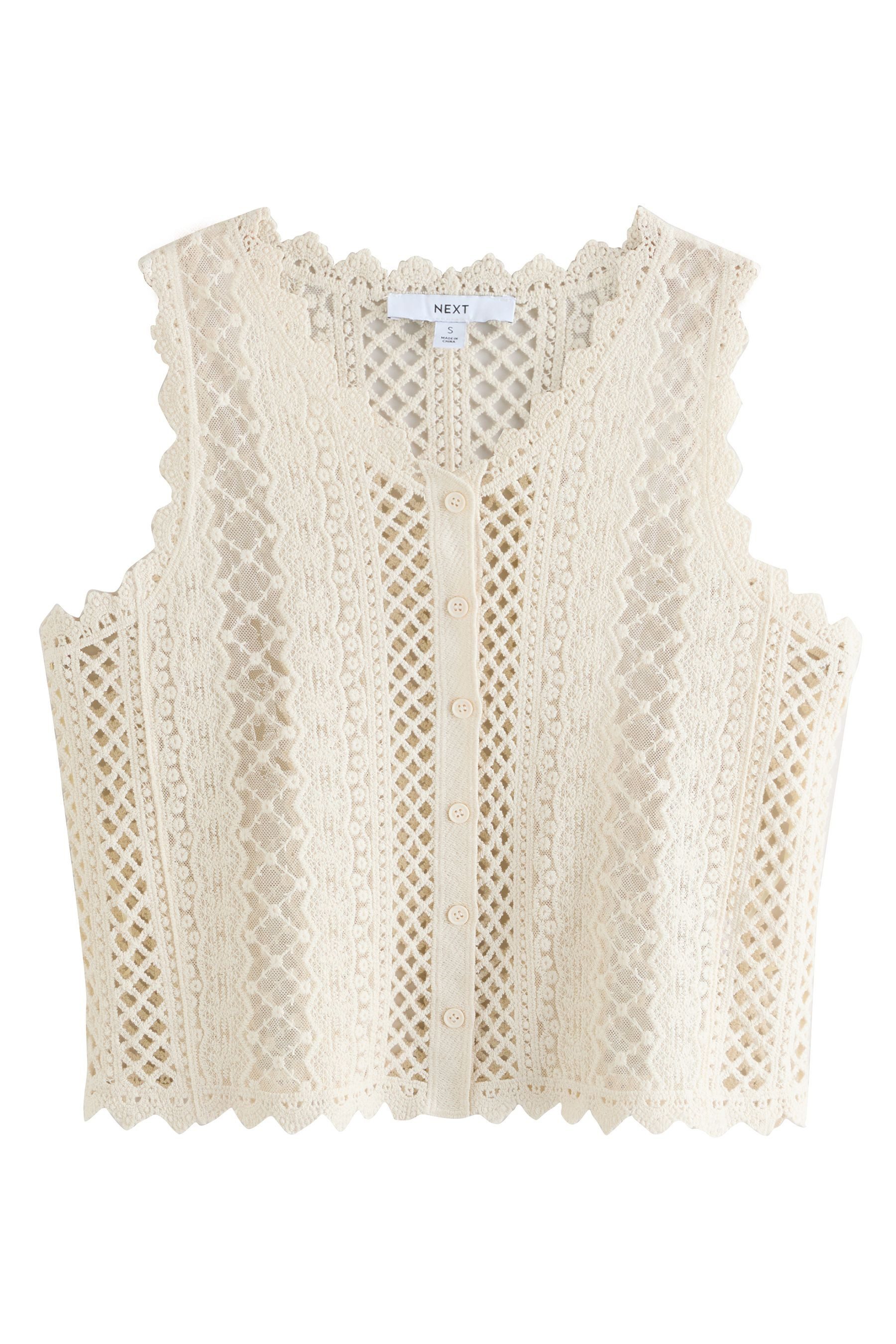 Next Anzugweste Geknöpfte Tank-Weste mit Nahtdetail, Spitze + Mesh (1-tlg) günstig online kaufen