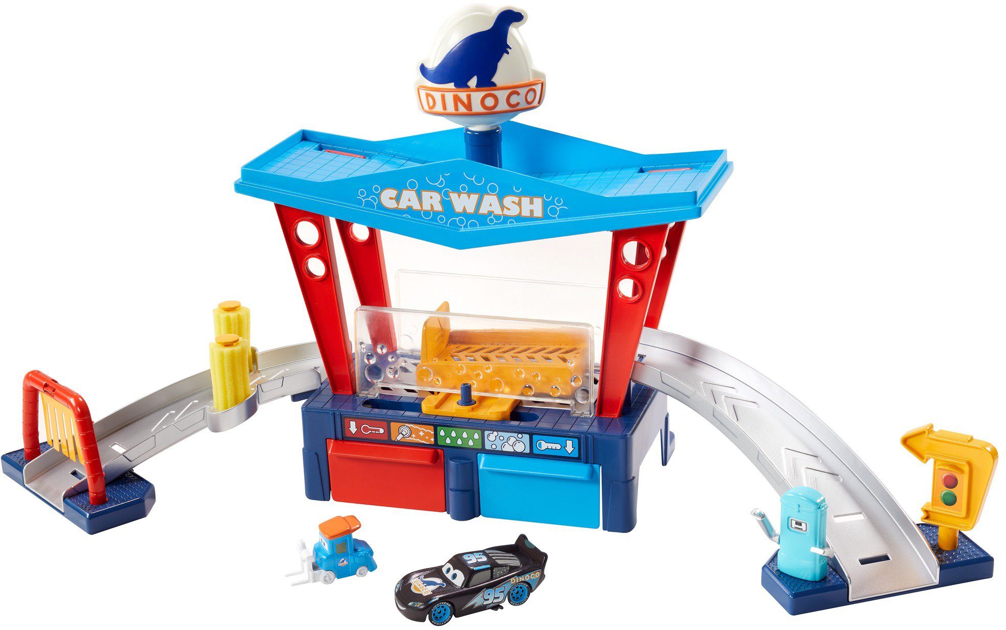 Farbwechseleffekt mit Spiel-Gebäude Cars, Disney inkl. Mattel® Dinoco Pixar Fahrzeug Autowaschanlage, Farbwechsel