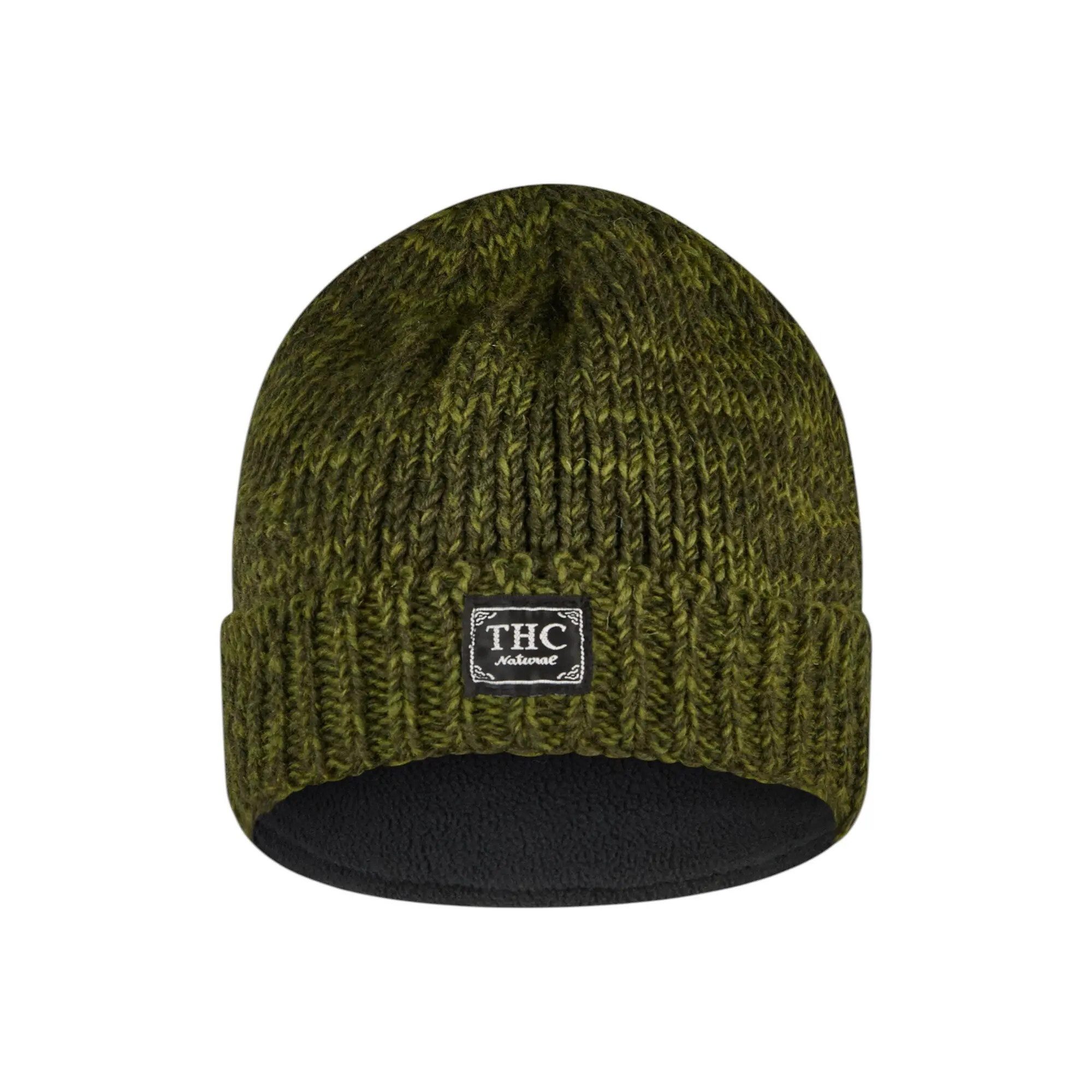 THC Natural Line Strickmütze THC Schafwoll Rollcap 720 grün (1 Stück, 1-St., 1 Stück) Innenfutter: Fleece