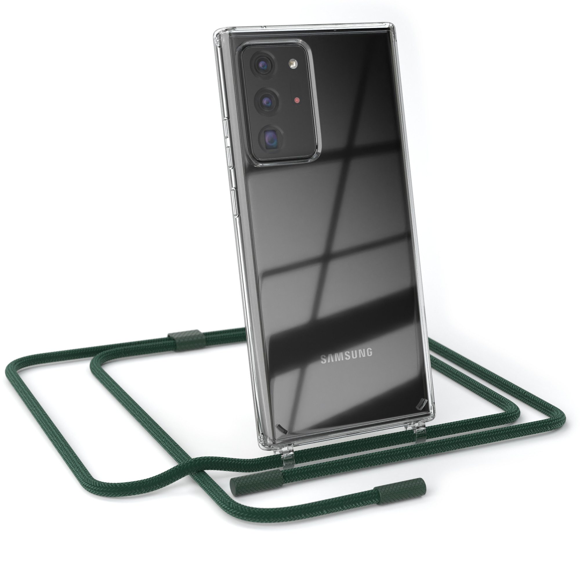 EAZY CASE Handykette Silikon Kette für Samsung Galaxy Note 20 Ultra 5G 6,9 Zoll, Handykette zum Umhängen Slim Phone Chain Festivalbag Smartphone Grün