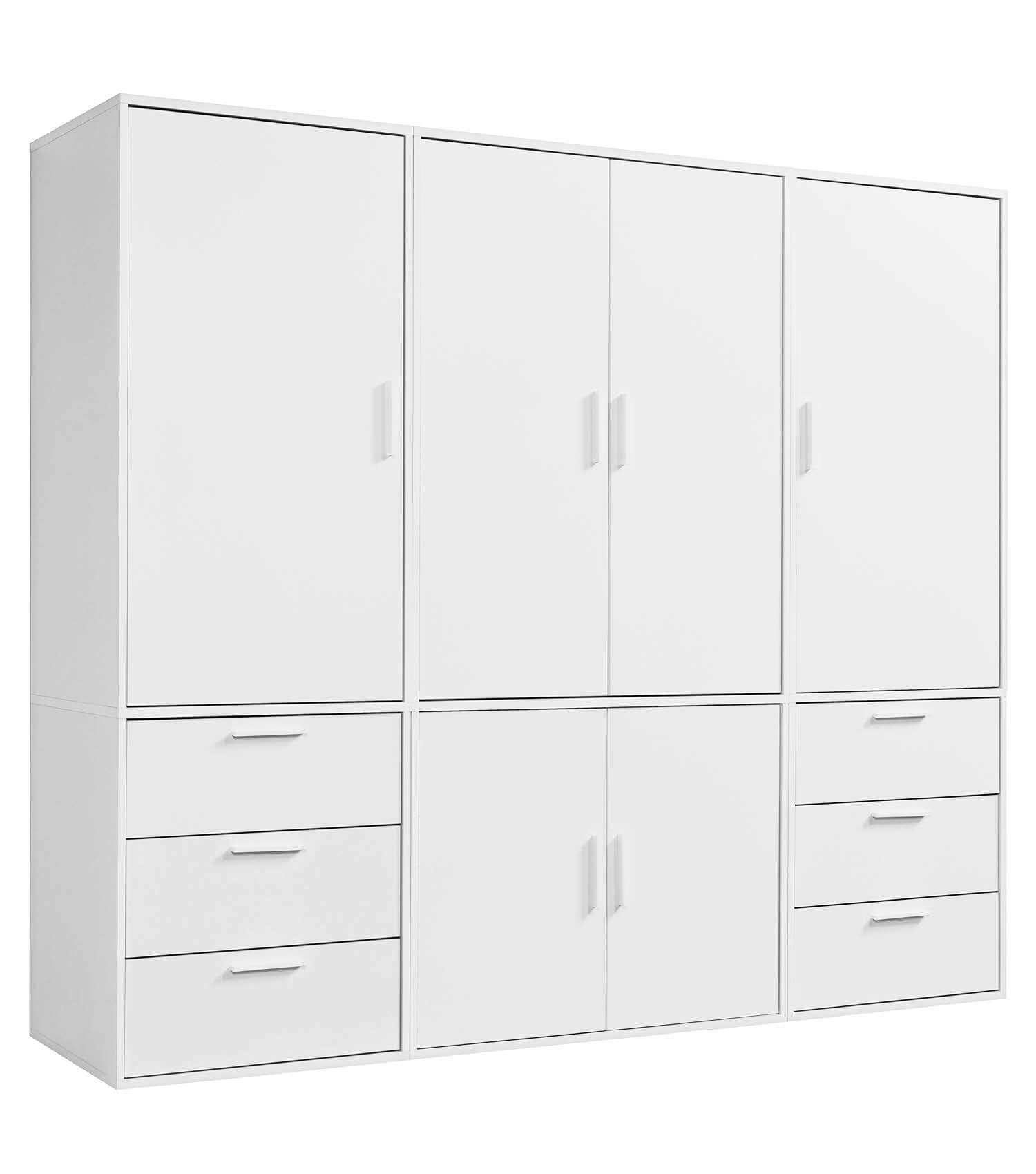 mokebo Kleiderschrank Der Grenzenlose (6-Türig & 6 Schubladen) Garderobenschrank, Schlafzimmerschrank oder Schrank groß in Weiß