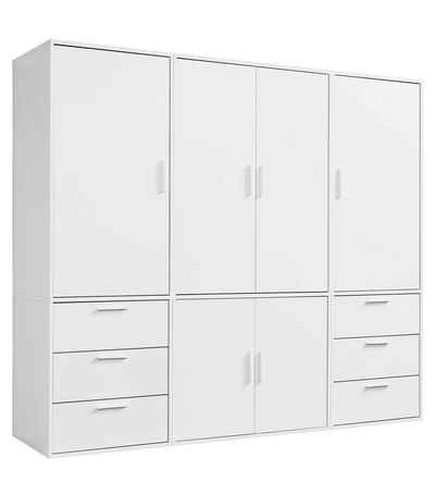 mokebo Kleiderschrank Der Grenzenlose (6-Türig & 6 Schubladen) Garderobenschrank, Schlafzimmerschrank oder Schrank groß in Weiß