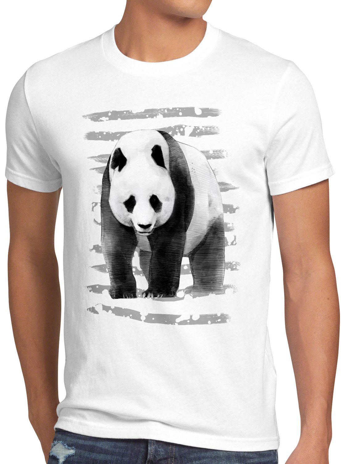 Print-Shirt asien Panda style3 Herren sommer T-Shirt dschungel