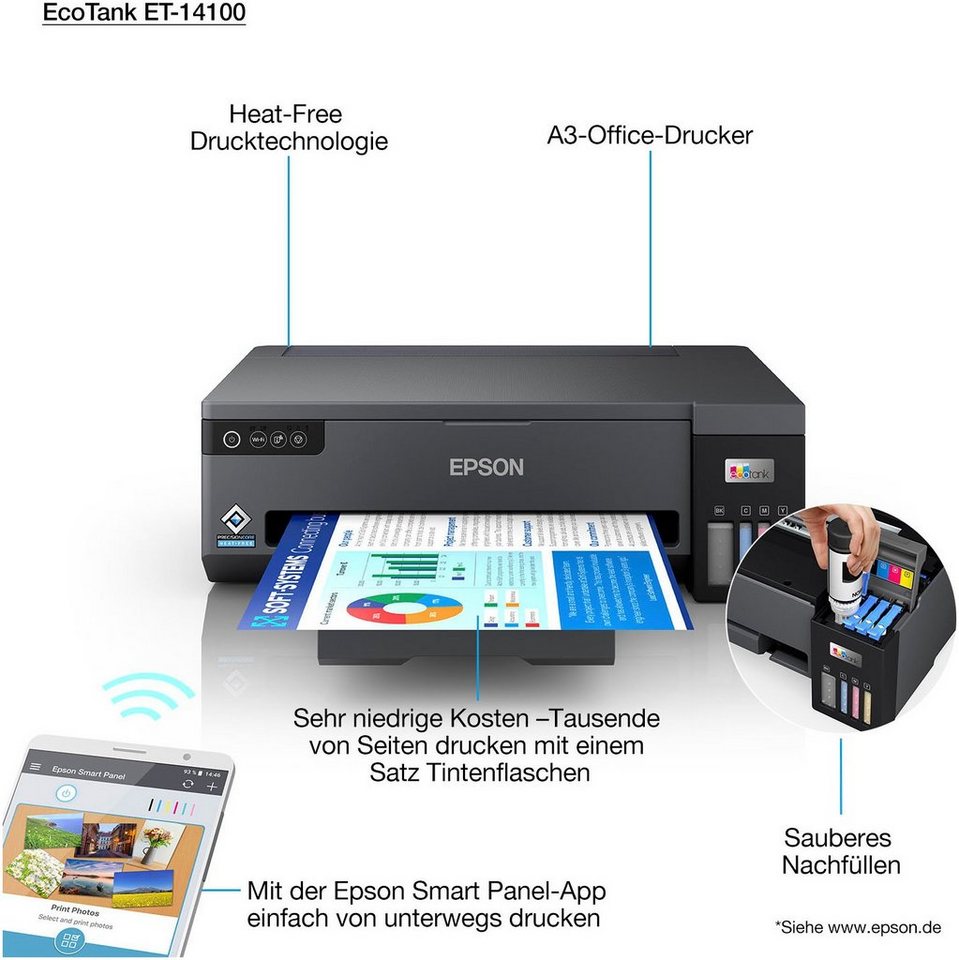 Epson EcoTank ET-14100 Tintenstrahldrucker, (WLAN (Wi-Fi), Wi-Fi Direct)
