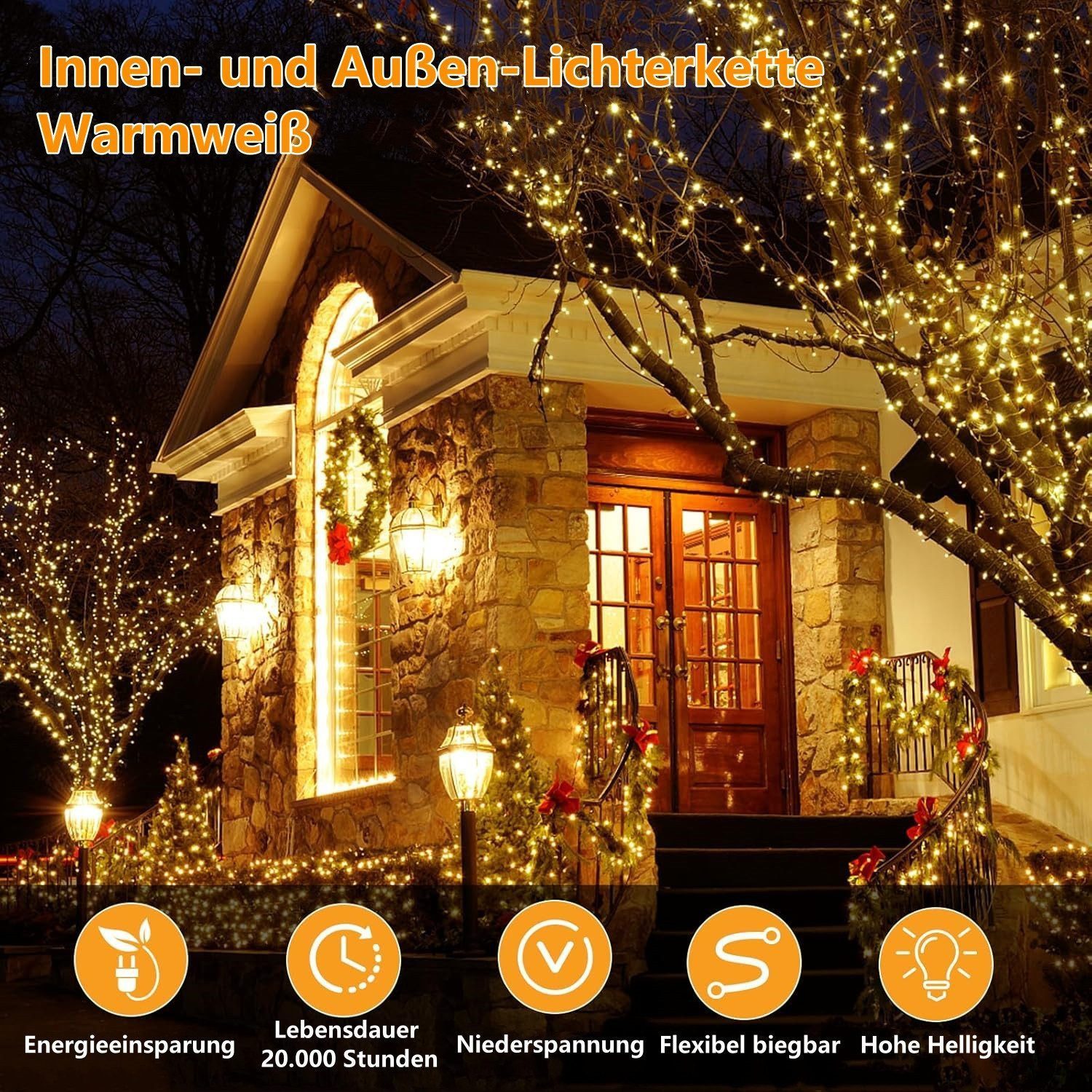 Quntis LED-Lichterkette 10-100M Lichterkette outdoor/indoor mit Stecker, In günstig online kaufen