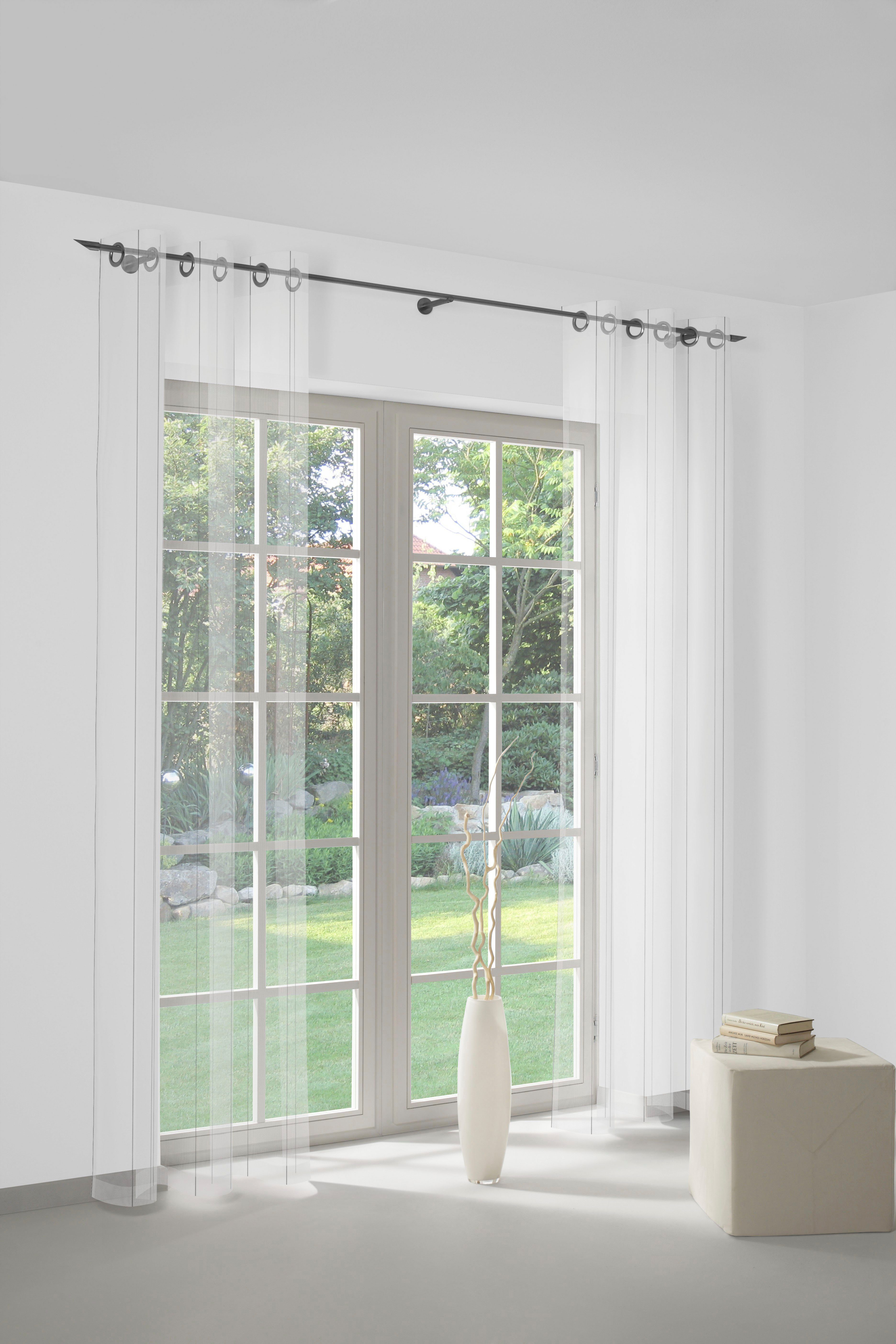 Wirth Gardine Chiara (1 St), Ösen, halbtransparent, Jacquard