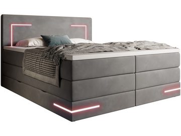 wonello Boxspringbett Estero, mit LED Beleuchtung (RGB), Bettkasten, Matratzen und Topper