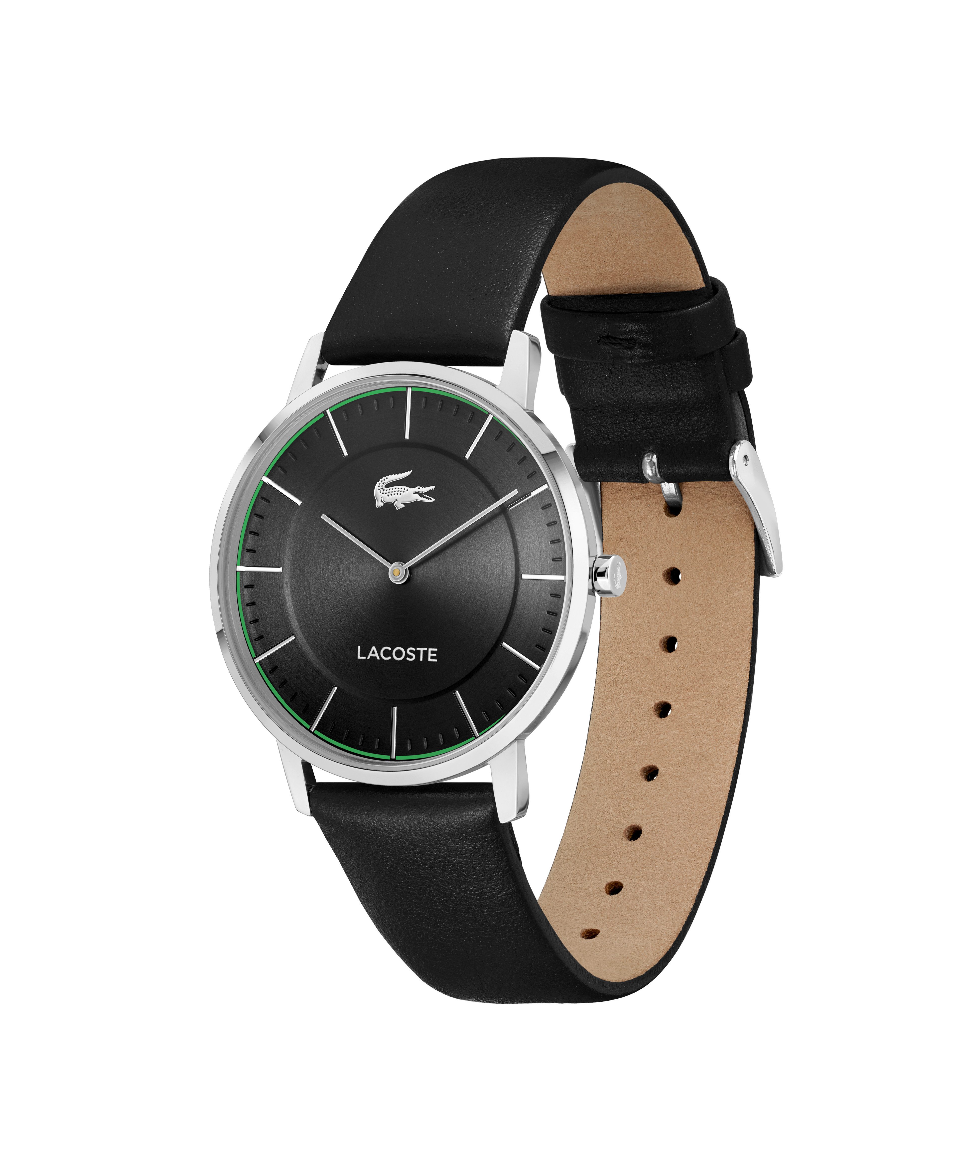 Lacoste Quarzuhr CROCORIGIN 2011472, Armbanduhr, Herrenuhr, Lederarmband, analog, Glassteine