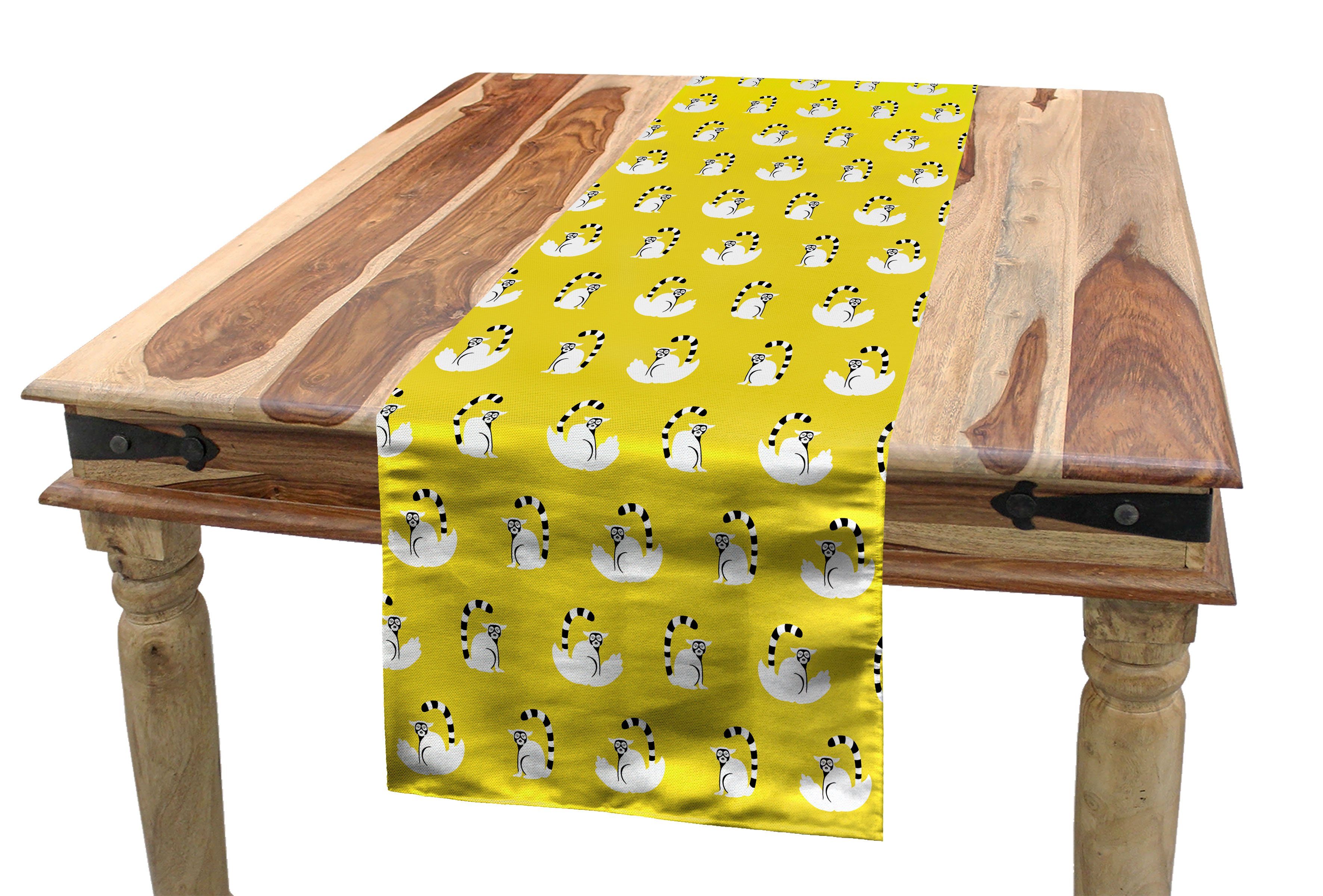 Abakuhaus Tischläufer Esszimmer Küche Dekorativer Tischläufer, Muster Rechteckiger Tier Lemuren Karikatur-lustige