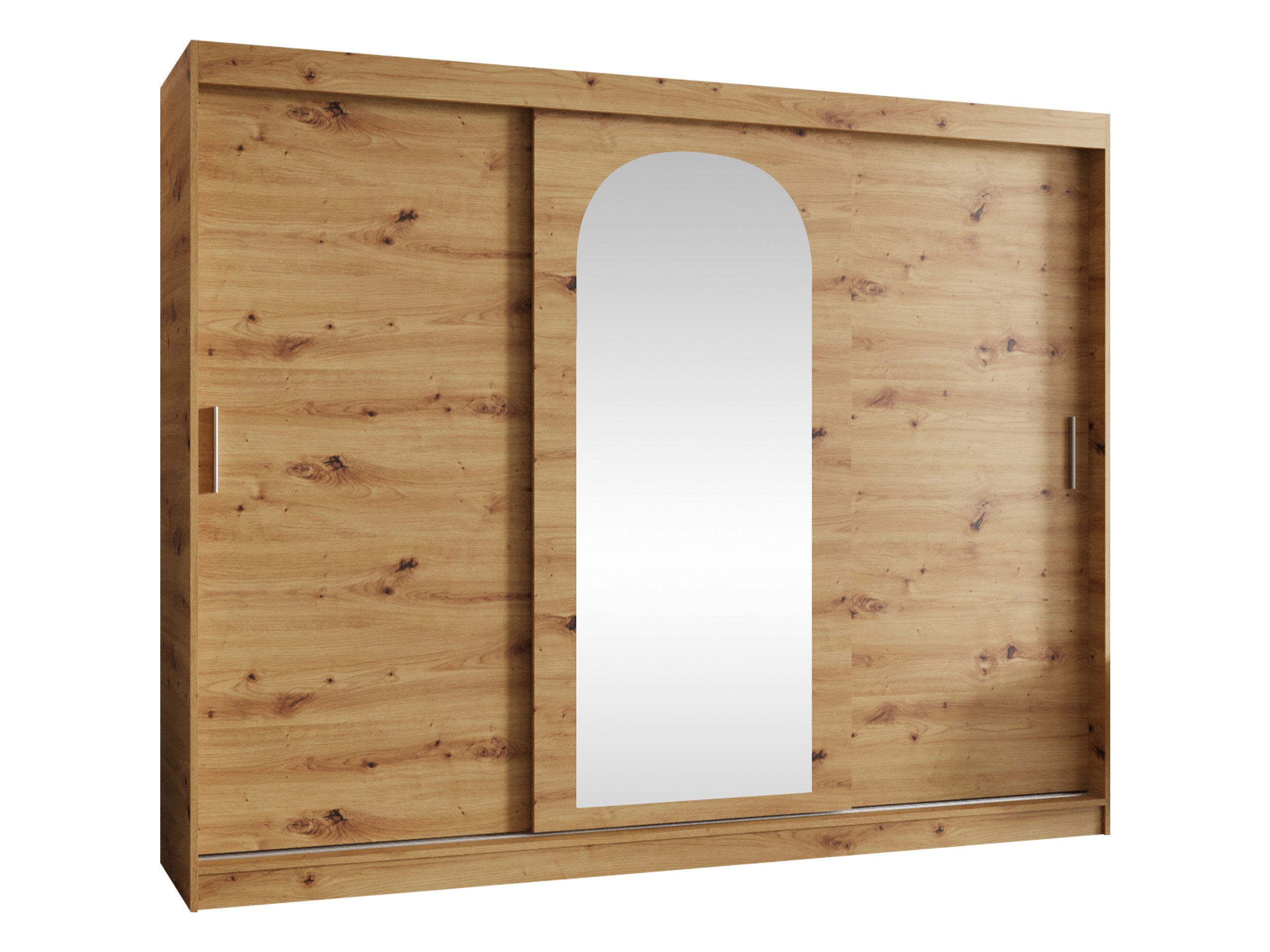 MIRJAN24 Kleiderschrank Selfie 250 cm (mit drei Schiebetüren) 250x62x200 cm, Frontspiegel