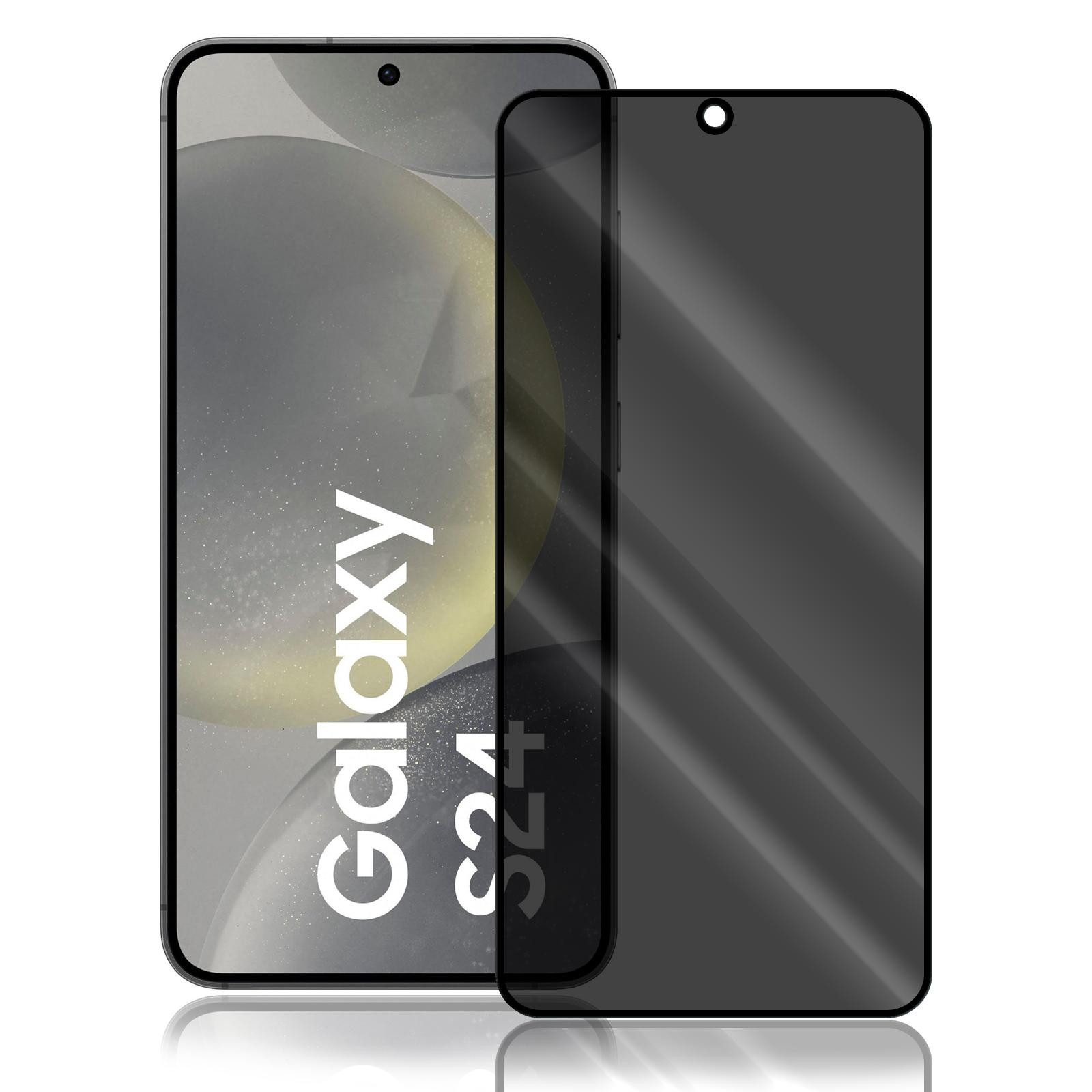 Numerva Schutzfolie Panzer Folie Echt Glas Folie für Samsung Galaxy S24, (1x Schutzfolie 2x Reinigungstücher), Anti Spy Schutzfolie Blickschutz Glasfolie Sichtschutzfolie