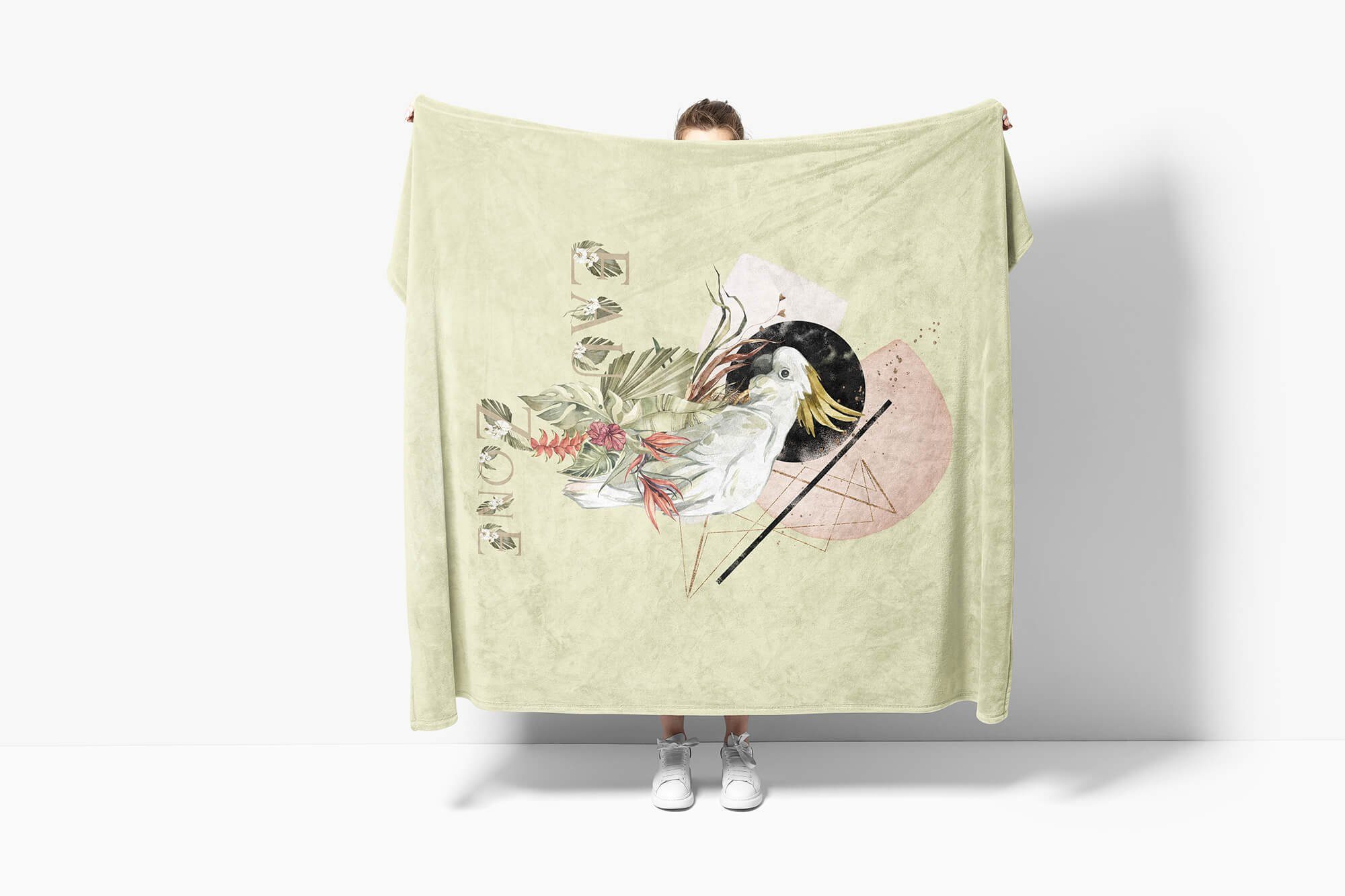 Sinus Art Handtücher Handtuch Handtuch Blumen Schön (1-St), Motiv Kunstvoll Papagei Baumwolle-Polyester-Mix Kuscheldecke Strandhandtuch Saunatuch Duschhandtu