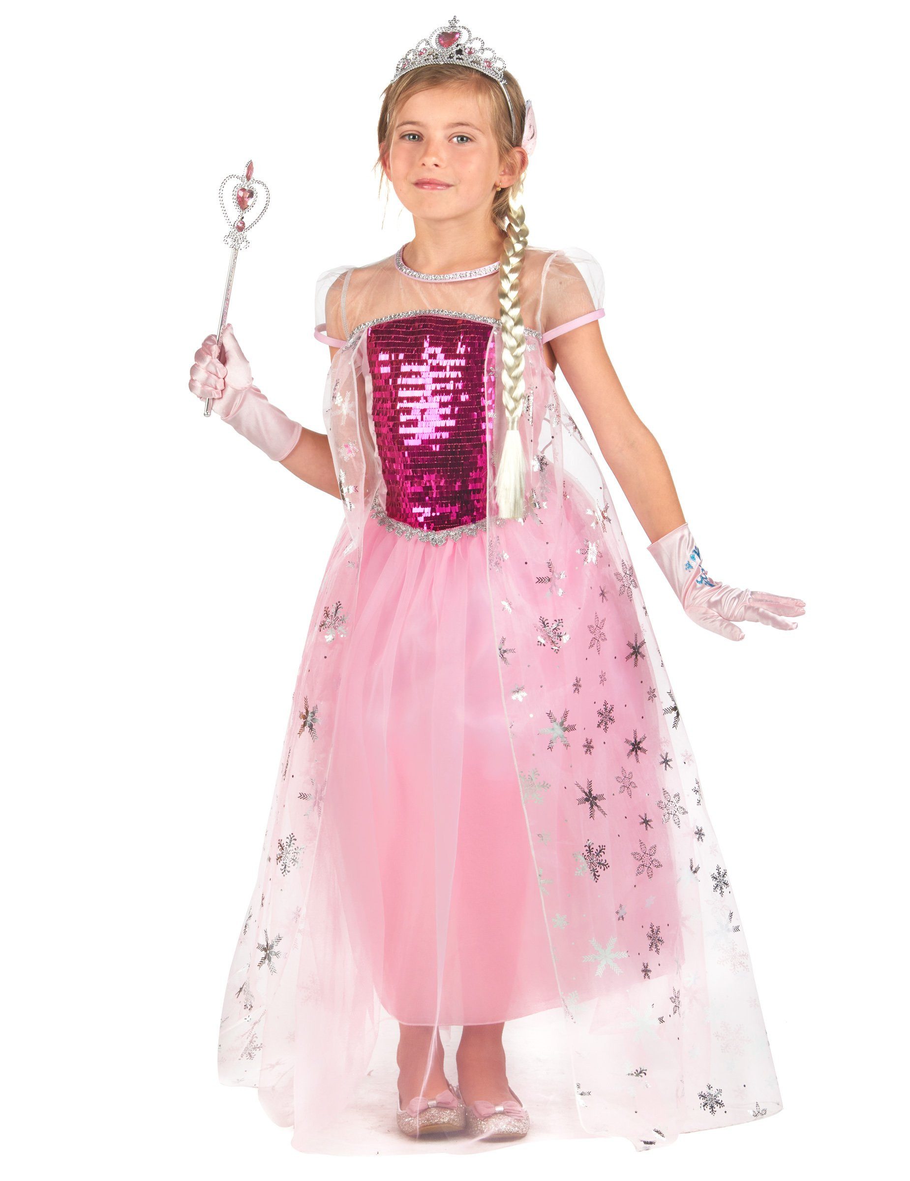 JADEO Kostüm Märchenprinzessin-Kostüm für Mädchen rosa-silberfarben-blond