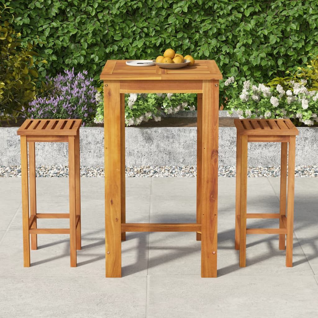 vidaXL Gartenlounge-Set 3-tlg. Gartenbar-Set Massivholz, (2-tlg)