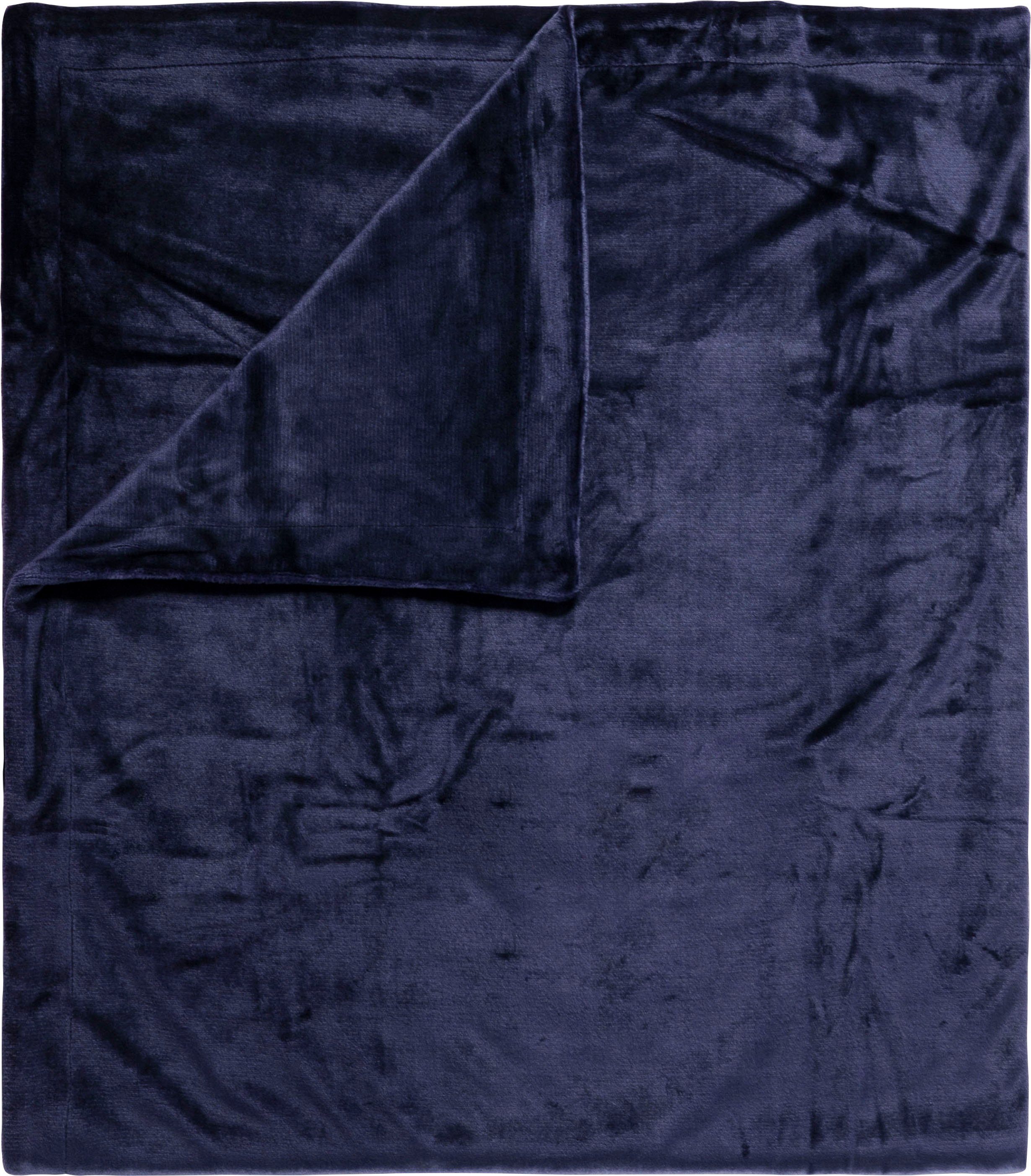 Plaid Uni, hip, Super Weich, Kuscheldecke, Wohndecke, 160x180 cm, Unifarben Dunkelblau