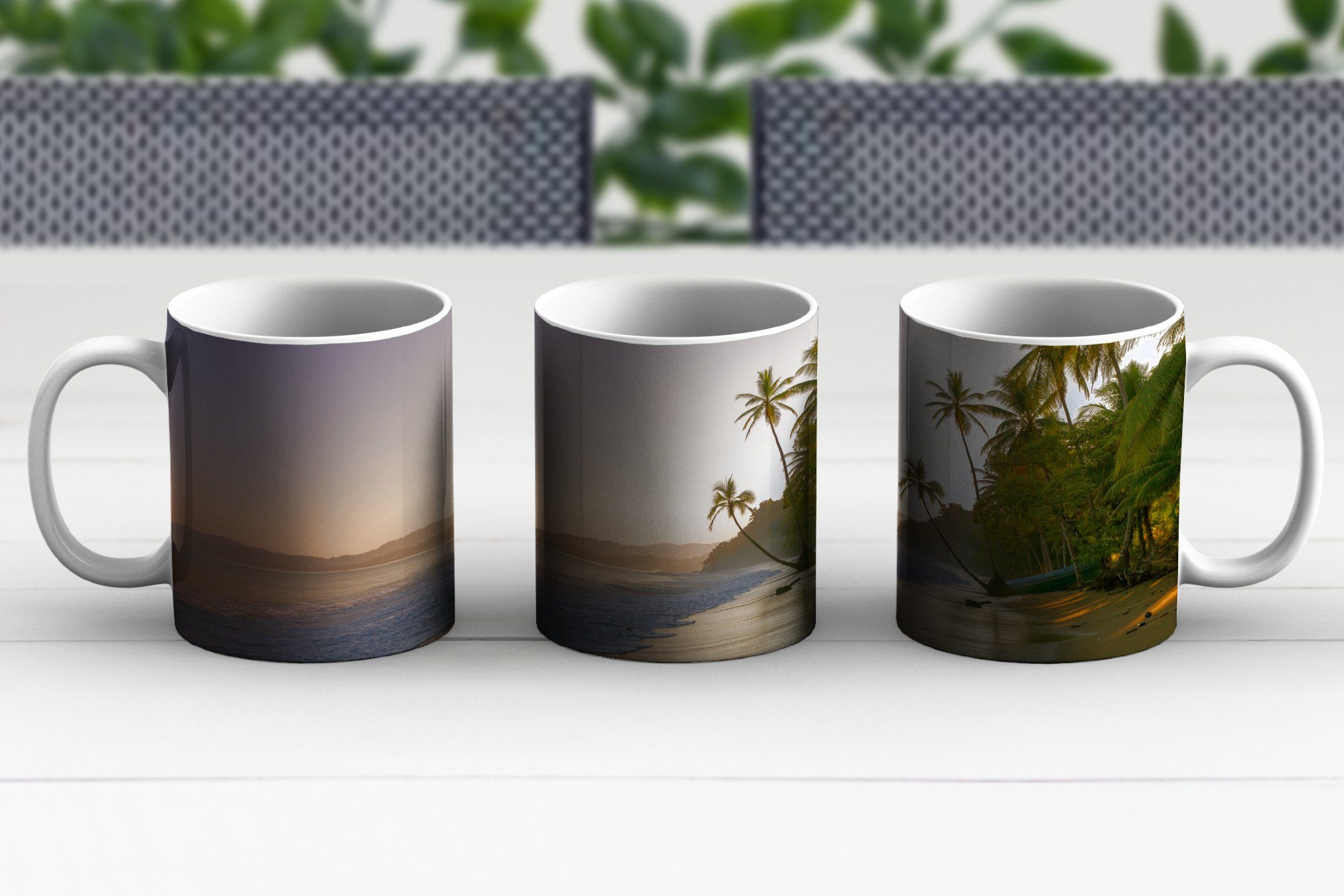 MuchoWow Keramik, - Meer Kaffeetassen, Teetasse, Teetasse, - Palme, Tasse Strand Becher, Geschenk