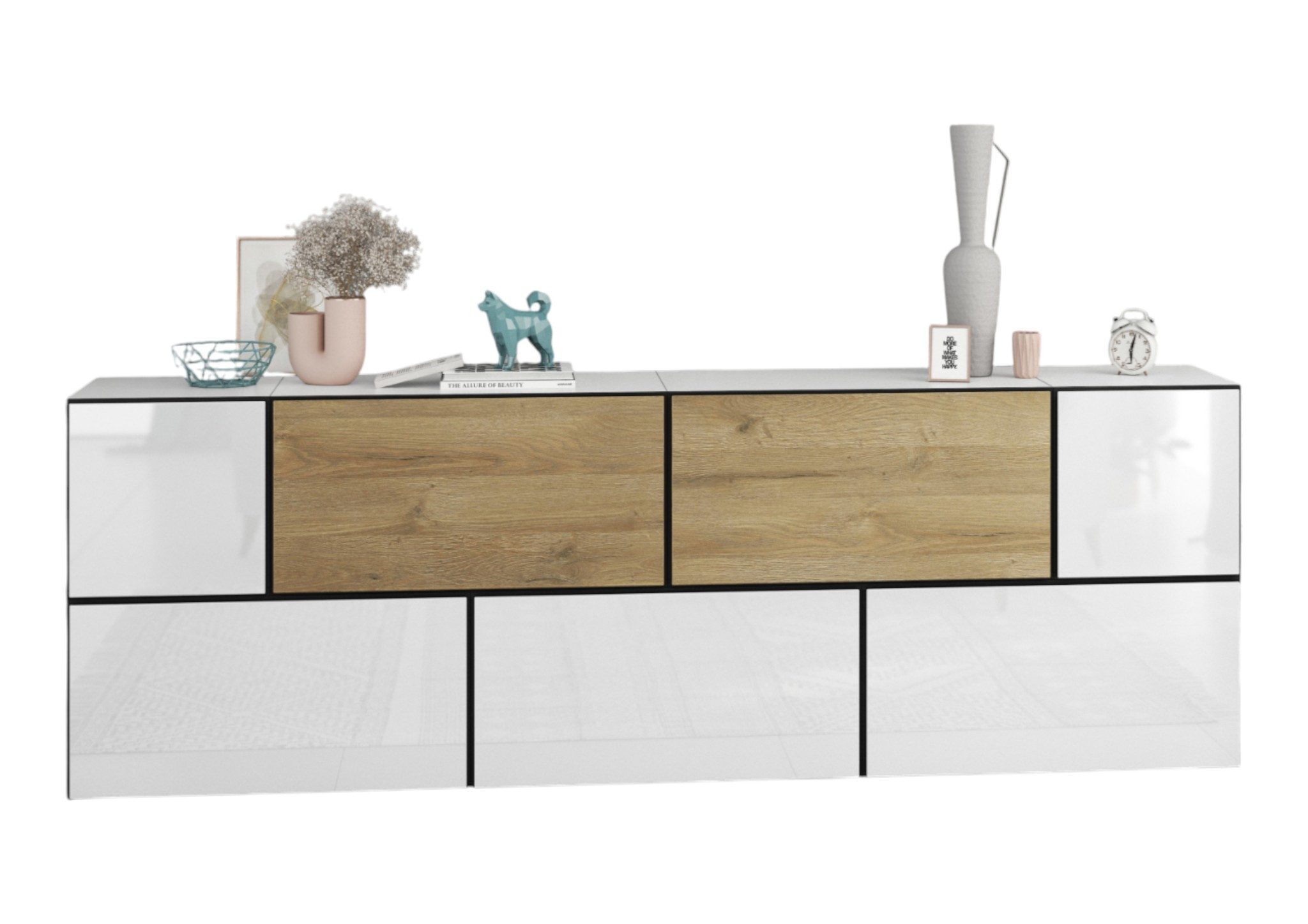 moebel-dich-auf Sideboard VARIANTO 4 (7 tlg., 228 cm breit, 1x Sideboard bestehend aus 5x Schrank mit Klappe und 2xkleiner Schrank), stehend und hängend