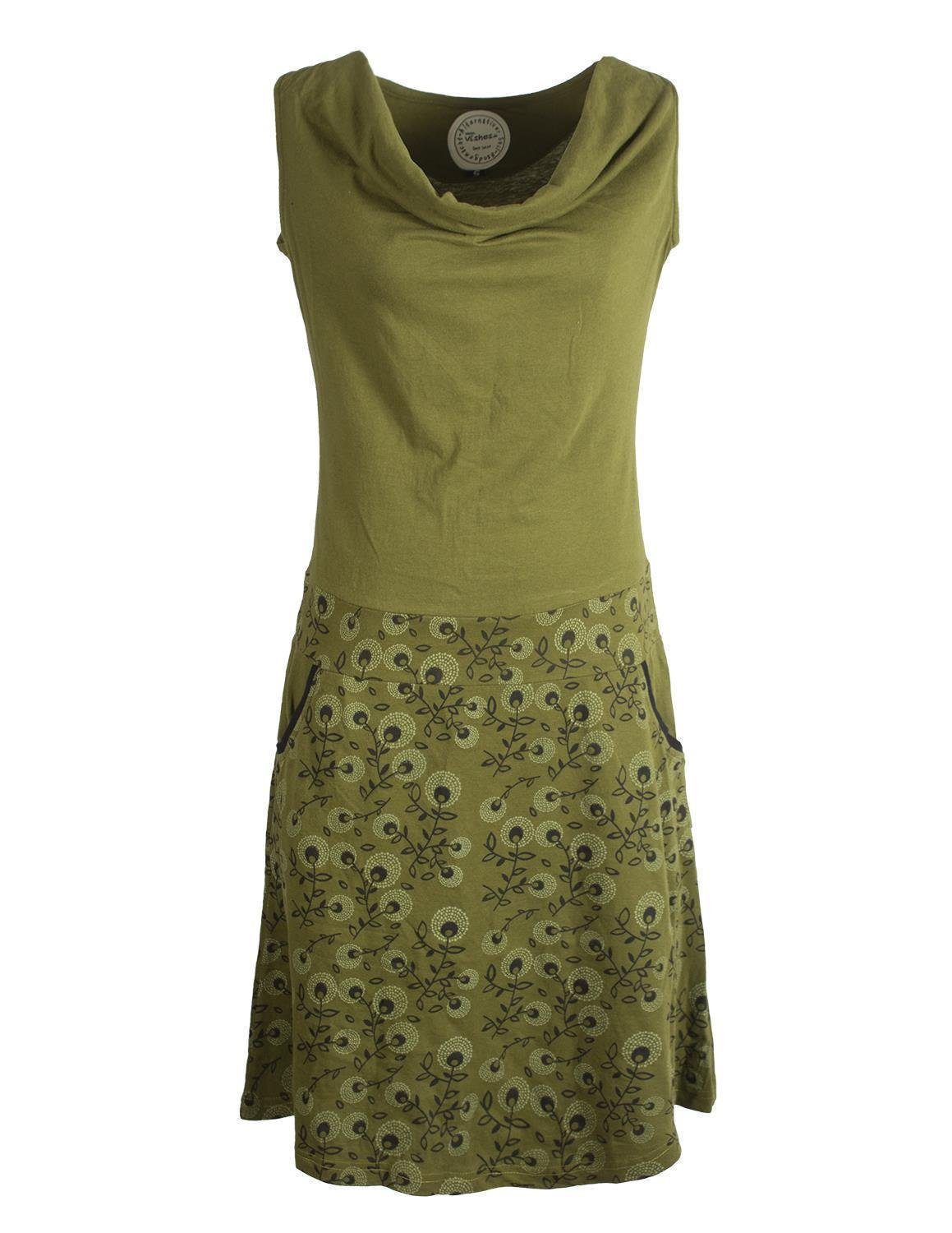 Sommerkleid Kleid Blumen-Muster, Wasserfall-Kragen und Taschen