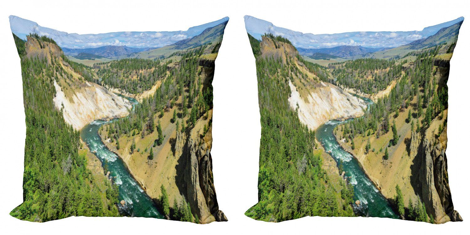 Kissenbezüge Modern Stück), (2 Doppelseitiger Yellowstone Abakuhaus Calcit Wyoming Federn Digitaldruck, Accent