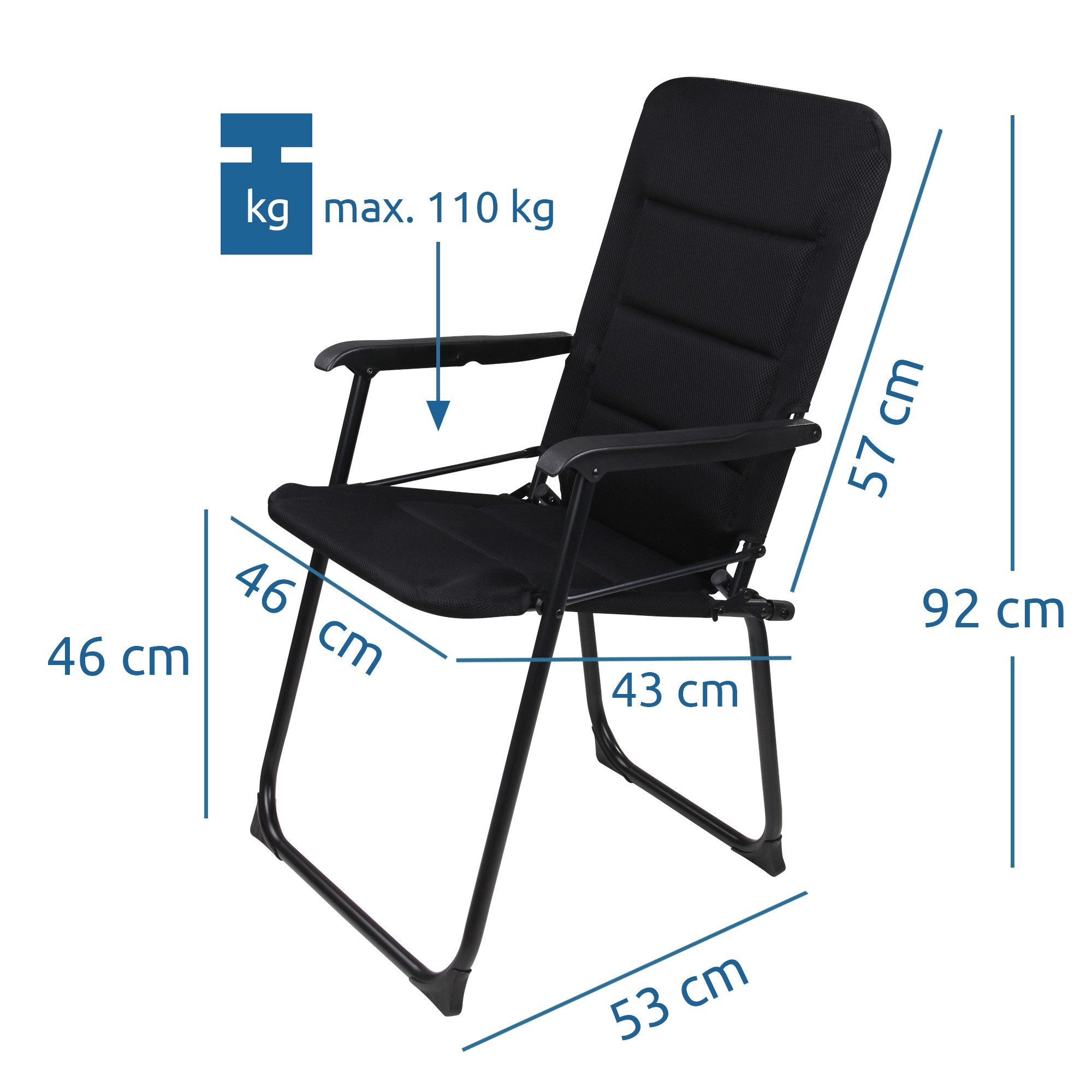 yourGEAR Klappstuhl Campingstuhl Lipari 3D Mesh gepolsterter Klappstuhl Stuhl Gartenstuhl – Bild 2 von 5