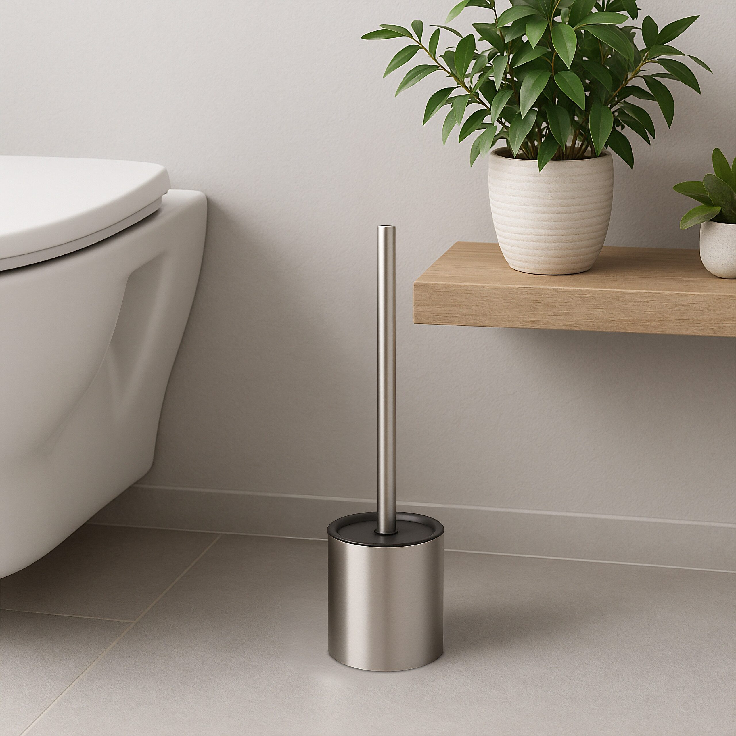 relaxdays Badezimmer-Set WC-Bürstenhalter mit Klobürste Edelstahl