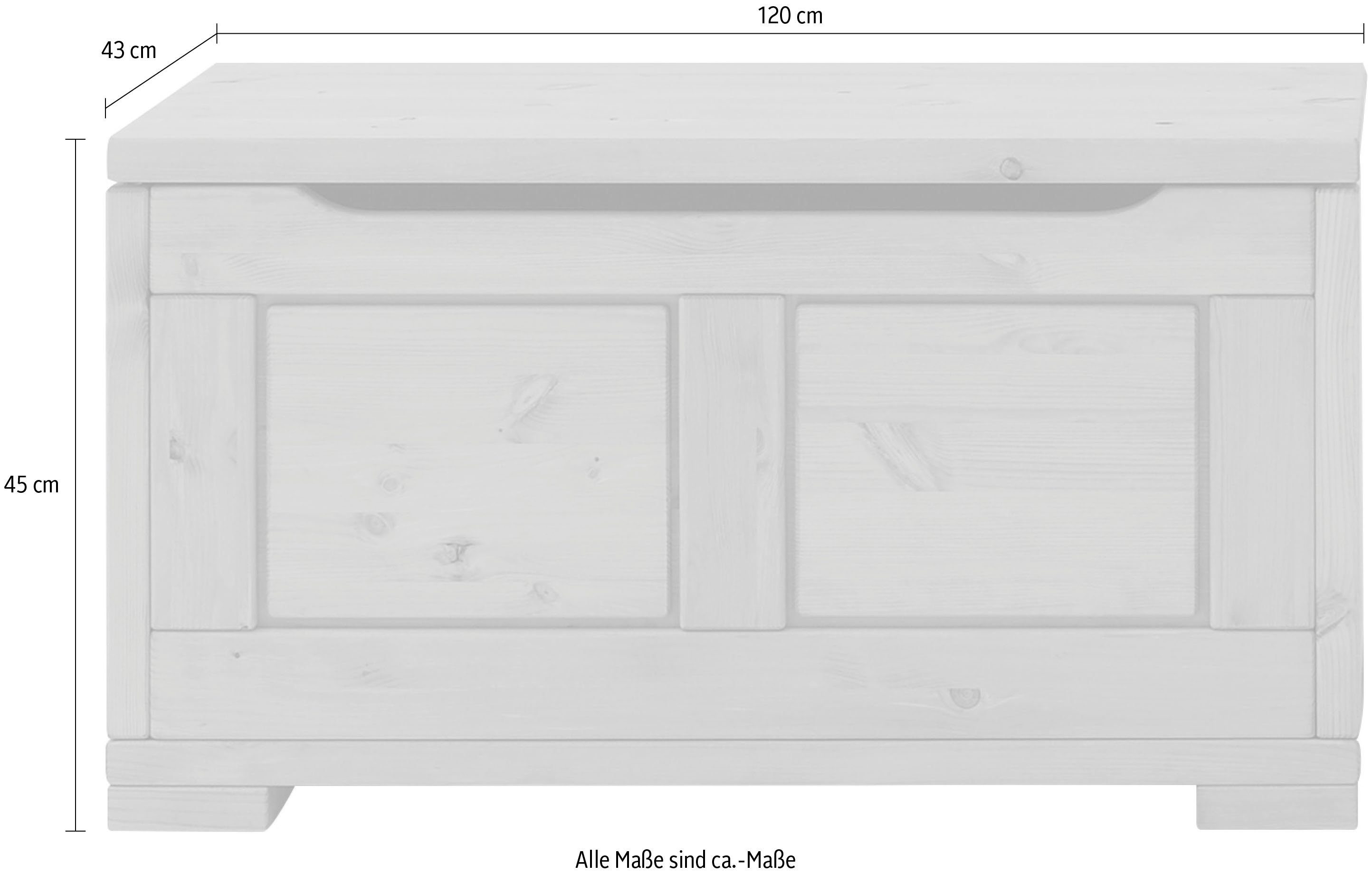 Lüttenhütt Truhe Vita (1 St), Deckeltruhe Spielzeugtruhe Aufbewahrungskiste  Massivholz Breite 120 cm