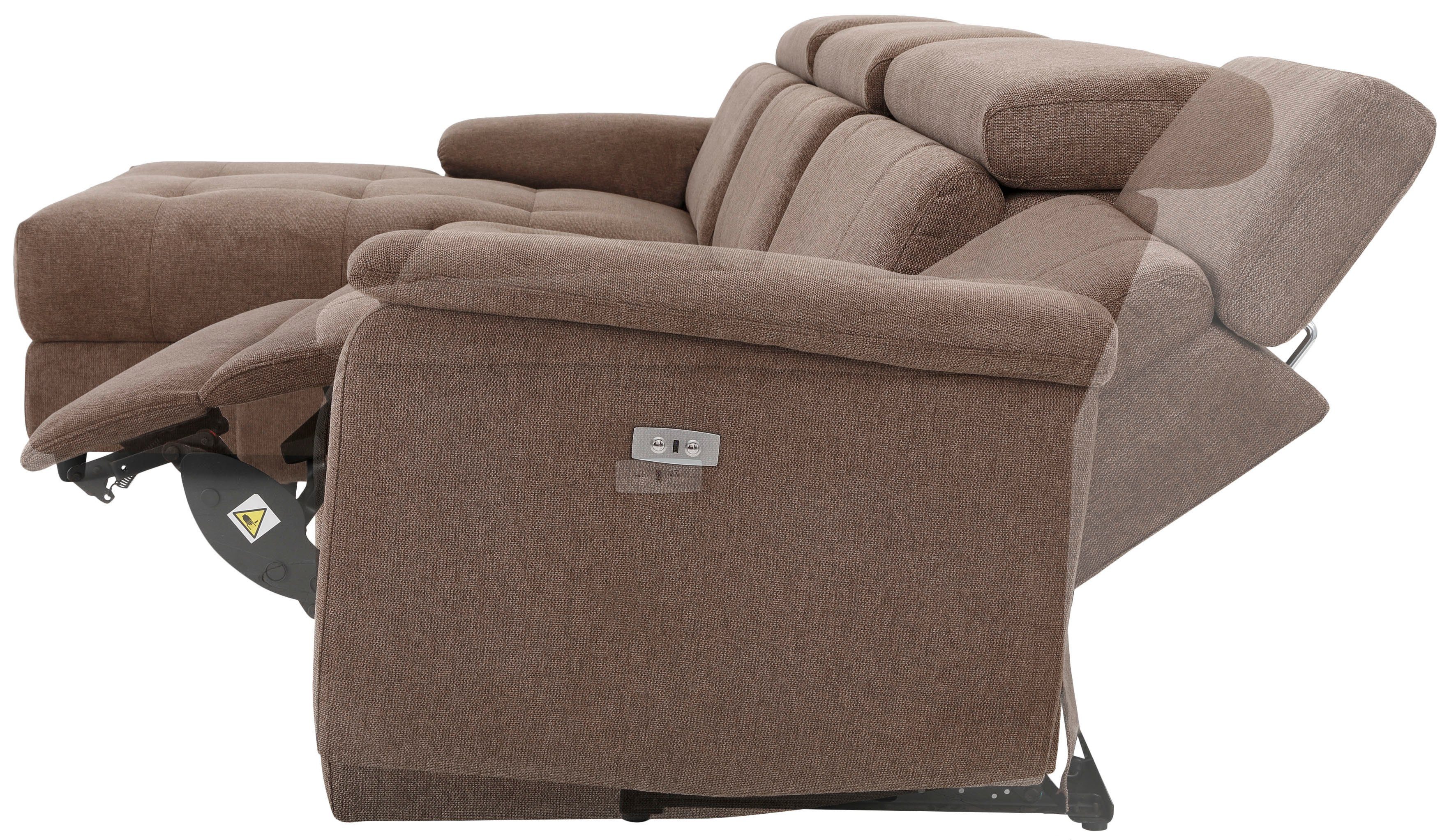 Home affaire Ecksofa Binado, L-Form, mit manueller oder elektrischer Relaxfunktion mit USB-Anschluss