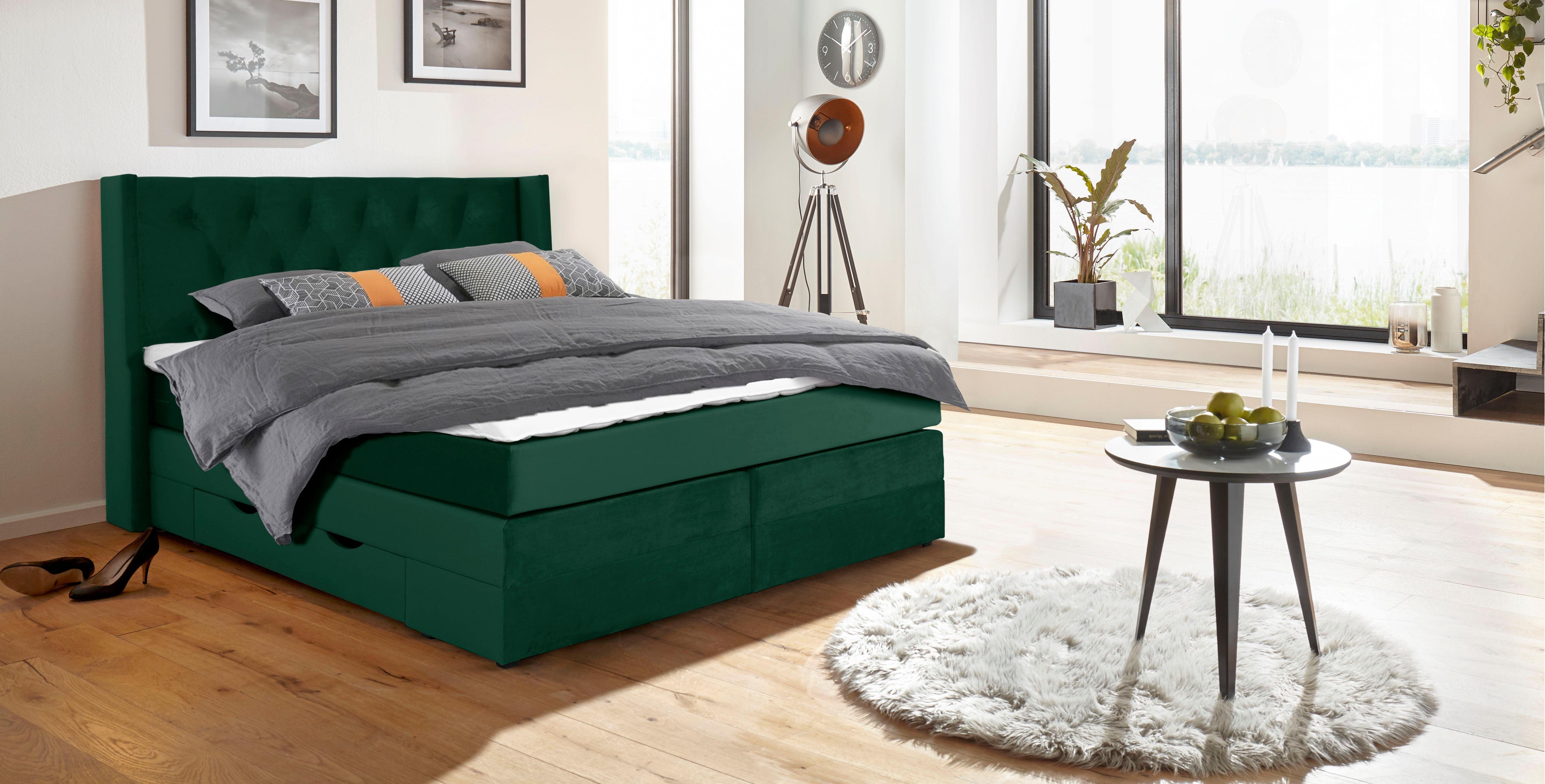 Home affaire Boxspringbett Elegance, mit schöner Knopfheftung, in den Härtegraden H2 & H3, inkl. Schubladen