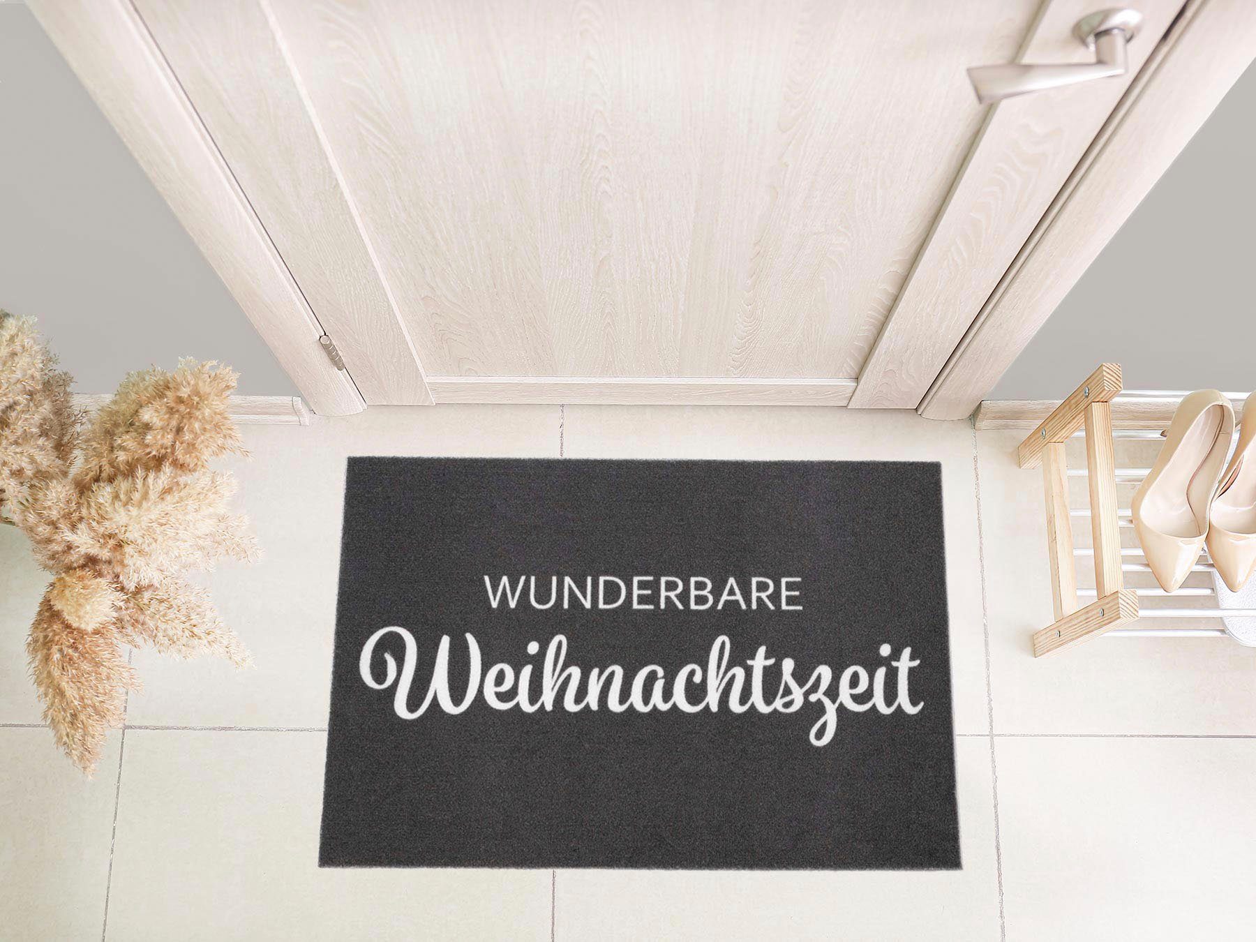 Primaflor-Ideen in Textil Fußmatte VELVET - WEIHNACHTSZEIT, Made in Belgium, rechteckig, Höhe: 5 mm, Schmutzfangmatte, Weihnachten, mit Spruch, waschbar, rutschhemmend