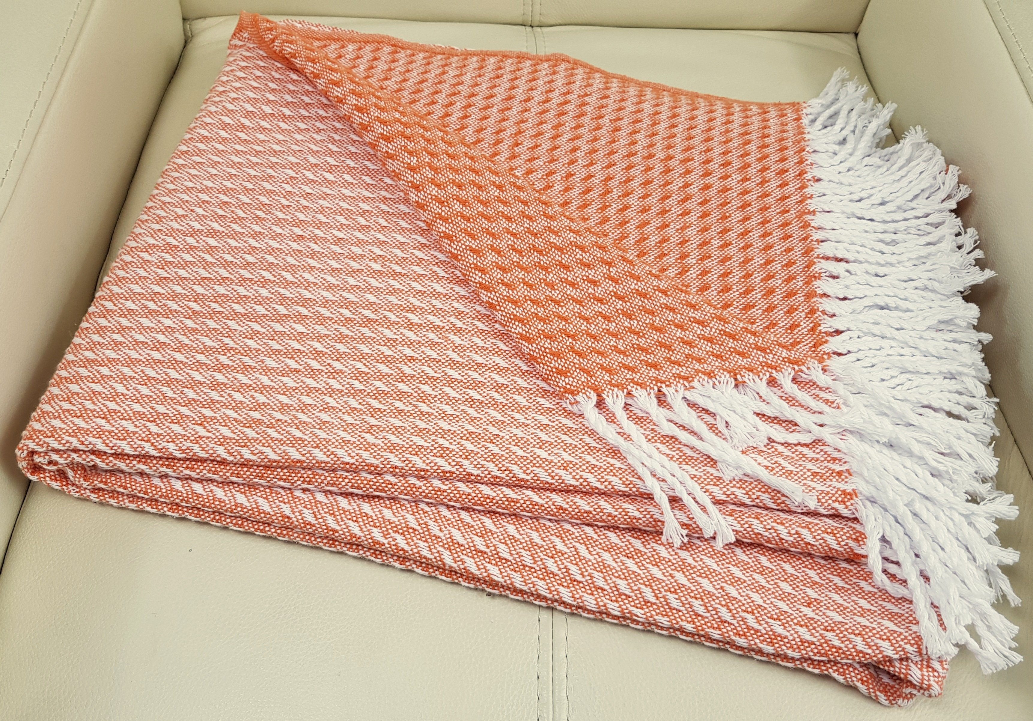 Wohndecke Decke Orange "Malta-T", Tagesdecke STTS Wohndecke Plaid Baumwolldecke