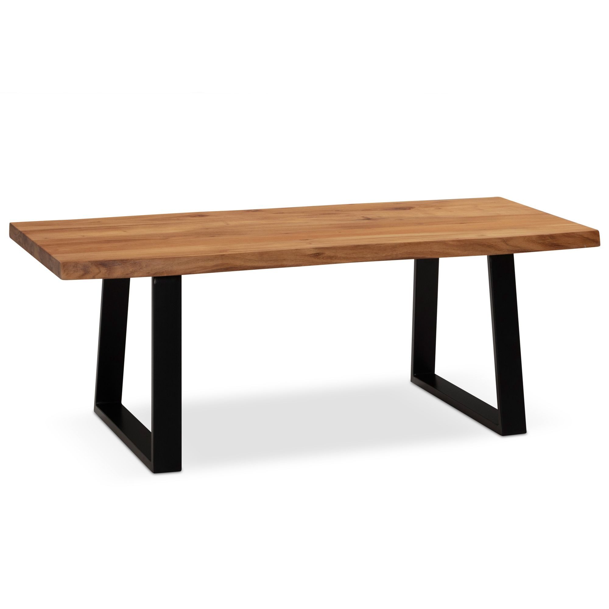 Wohnling Couchtisch WL7.281 (Massivholz Akazie 120 x 60 cm, Tisch mit Baumkante), Großer Wohnzimmertisch, Sofatisch Trapezbeine