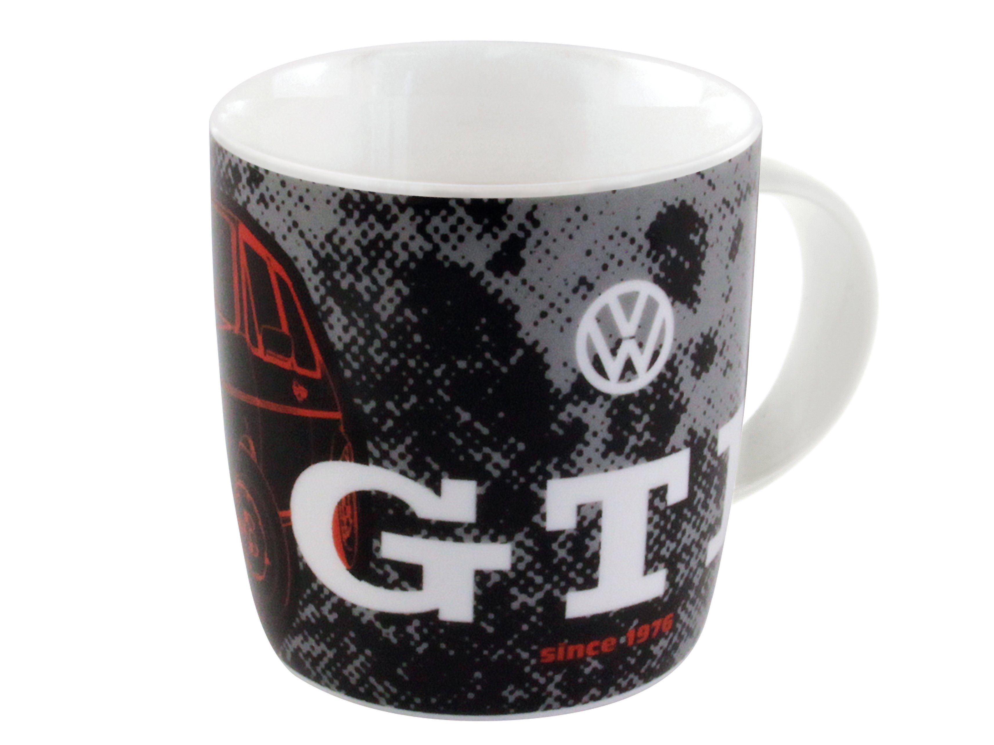 VW Collection by BRISA Tasse Volkswagen Kaffeetasse aus Keramik im VW GTI Design, New Bone China, robuster Becher, 370 ml