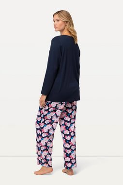 Ulla Popken Pyjama Pyjama Blumen Rundhals Langarm