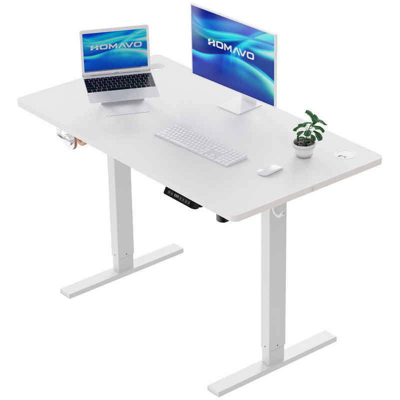HOMAVO Schreibtisch Höhenverstellbarer schreibtisch mit Memory- und Rebound-Funktion, USB/Typ C,Длина 120 cm, Длина 140, zwei Größen