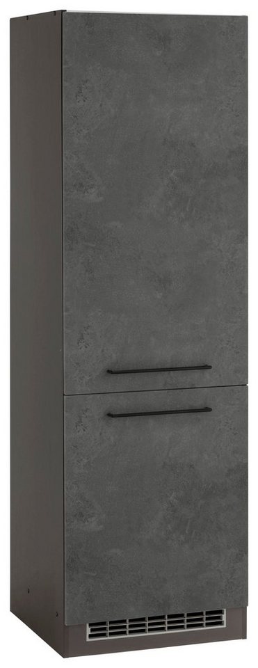 HELD MÖBEL Kühlumbauschrank Tulsa 60 cm breit, 200 cm hoch, 2 Türen,  schwarzer Metallgriff, MDF Front