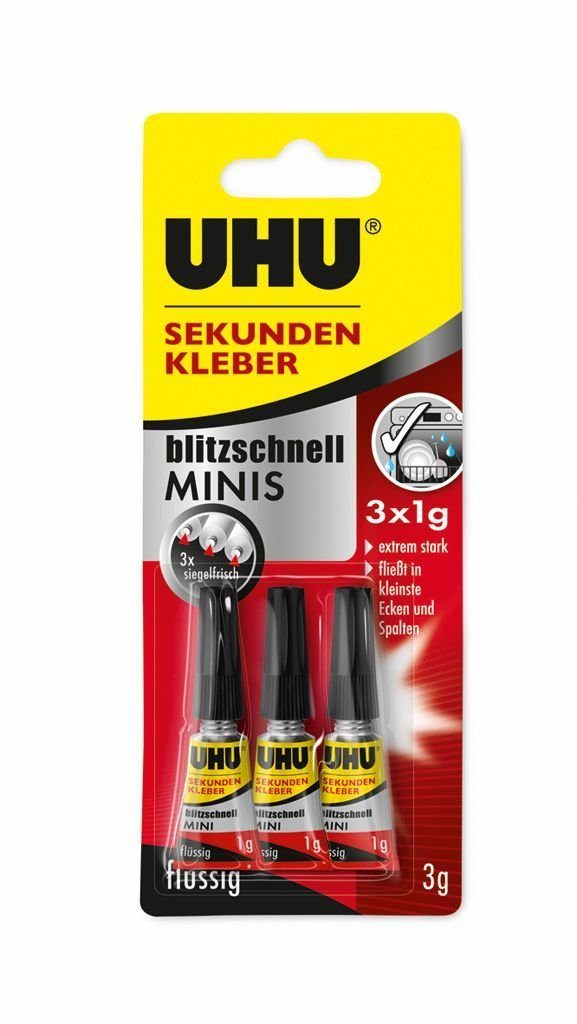 UHU Bastelkleber UHU Sekundenkleber blitzschnell Minis 3 g (3 x 1